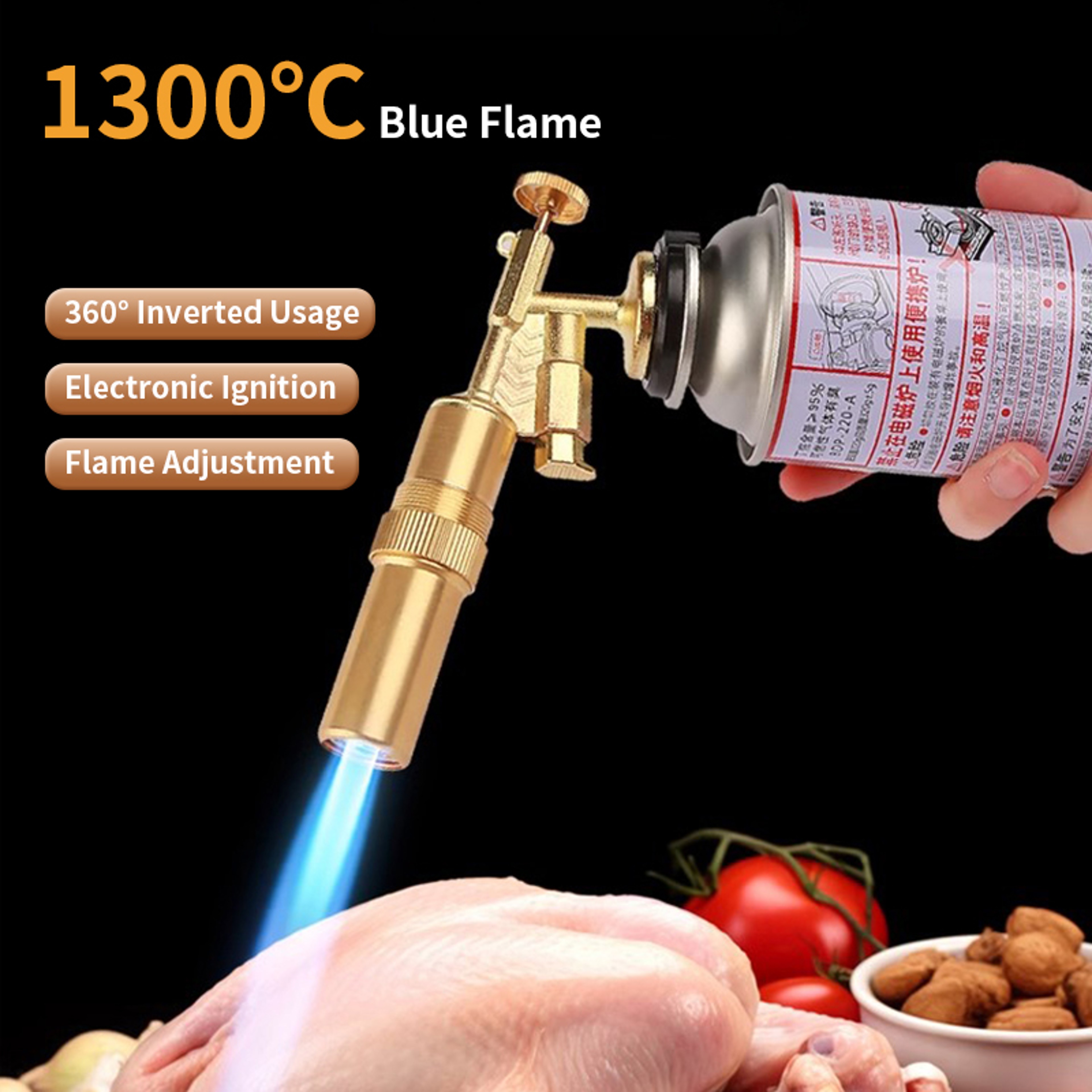 Precision Butane Gas Torch Blowtorch with Auto Ignition for Cooking & Soldering – view 1