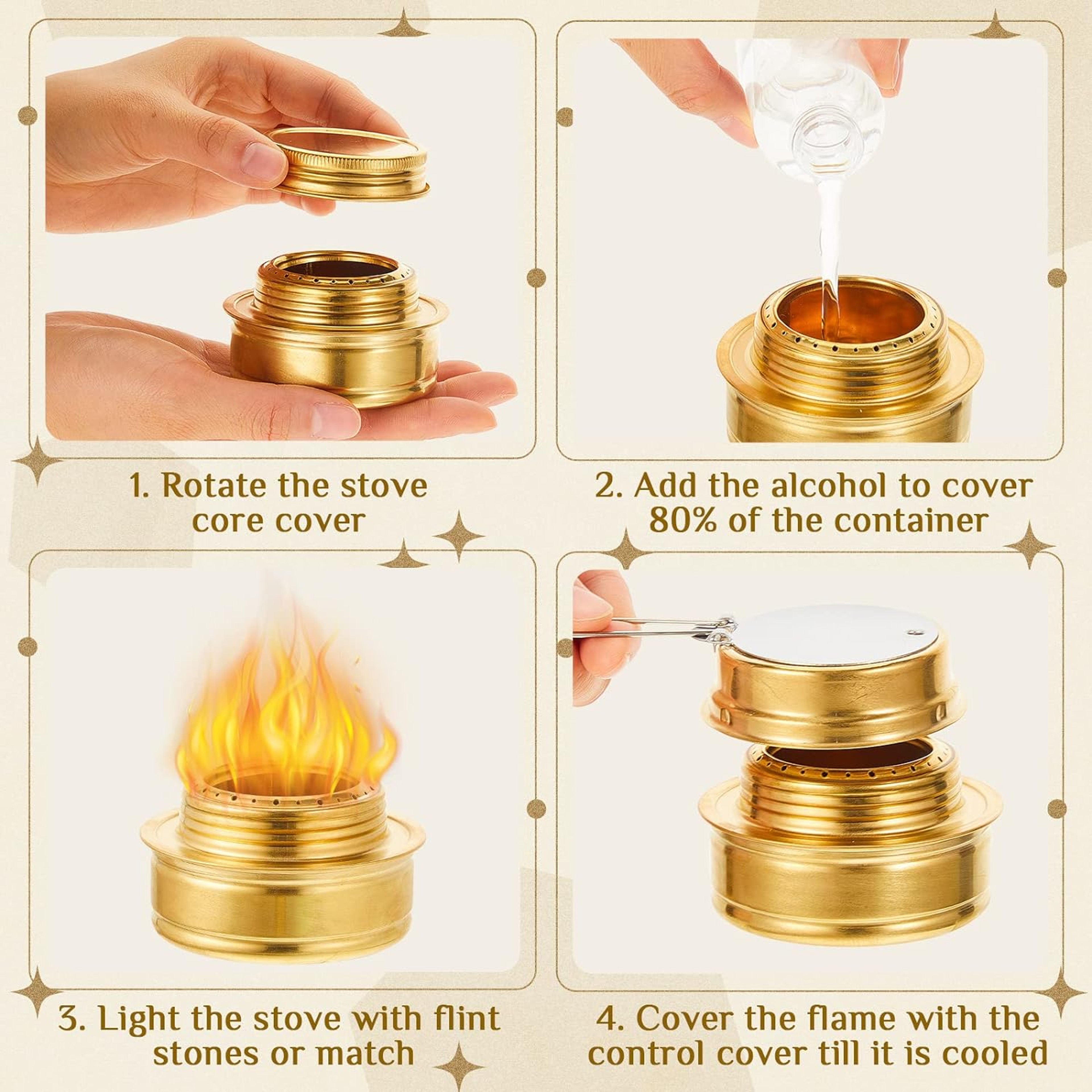 Brass Alcohol Burner With Flame Regulator Efficient Spirit Stove For Camping  Cooking 3