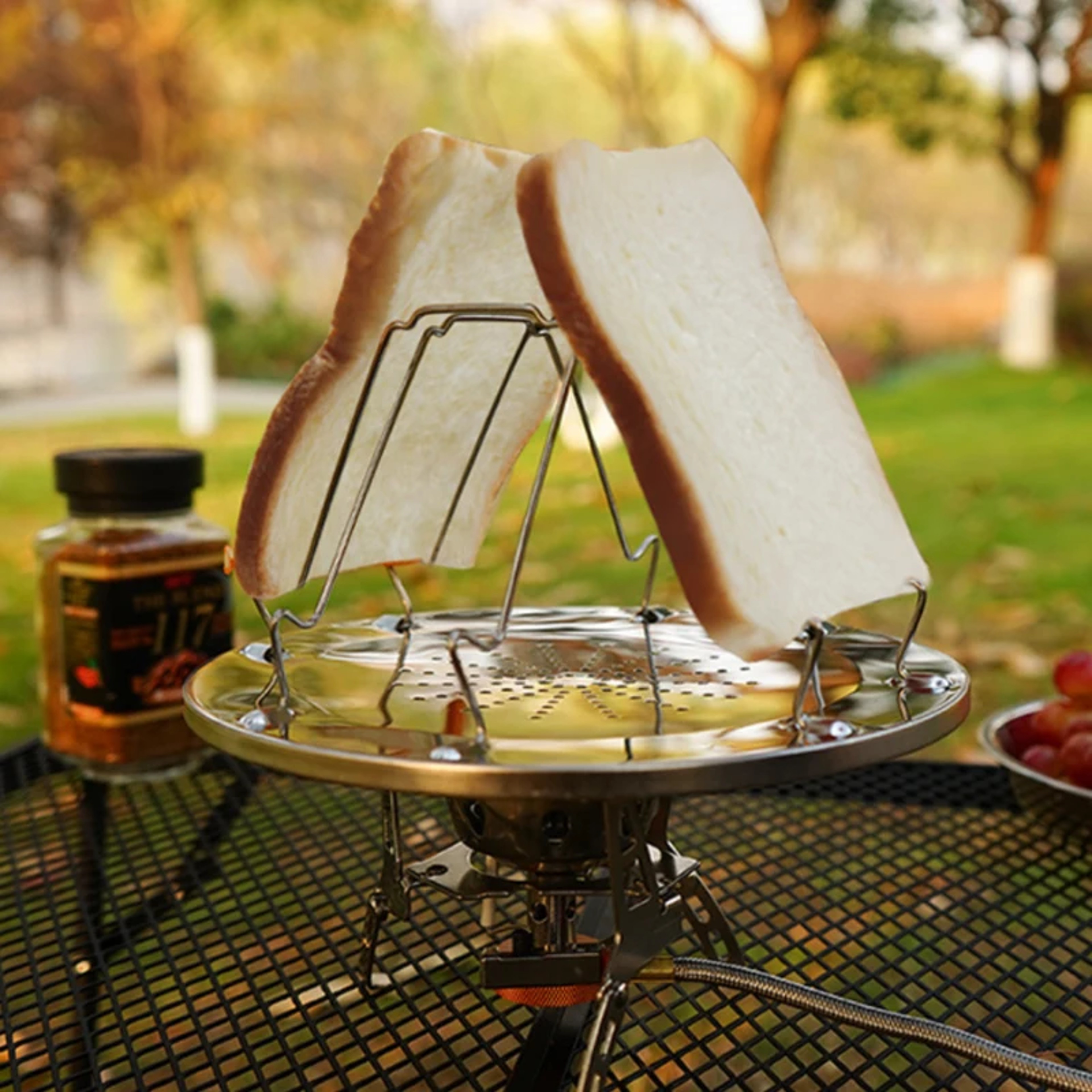 Portable Camping Toaster Grill Folding Stainless Steel Campfire Bread Rack – view 3