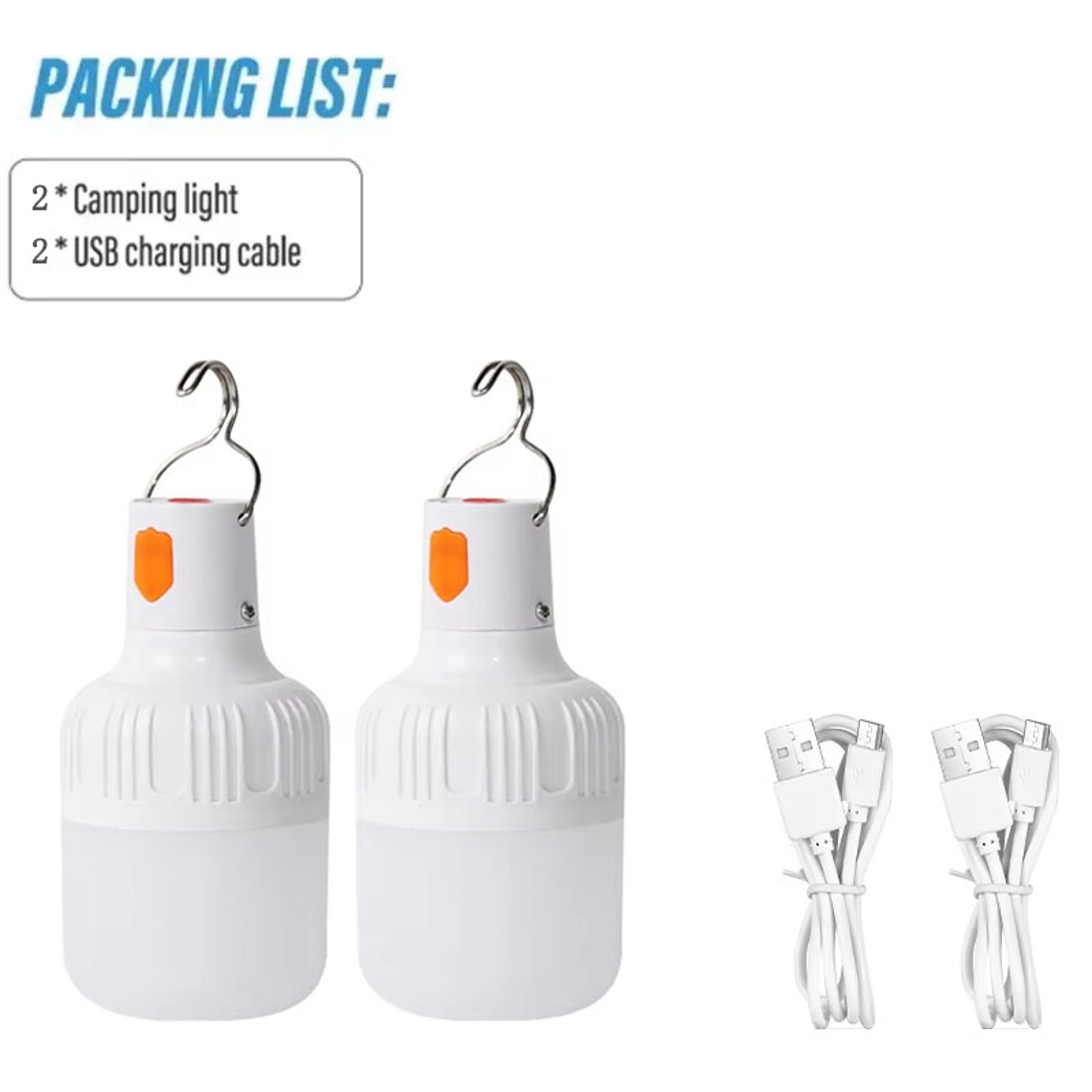 Portable Rechargeable LED Bulb With Hook Level Brightness Emergency Light 1
