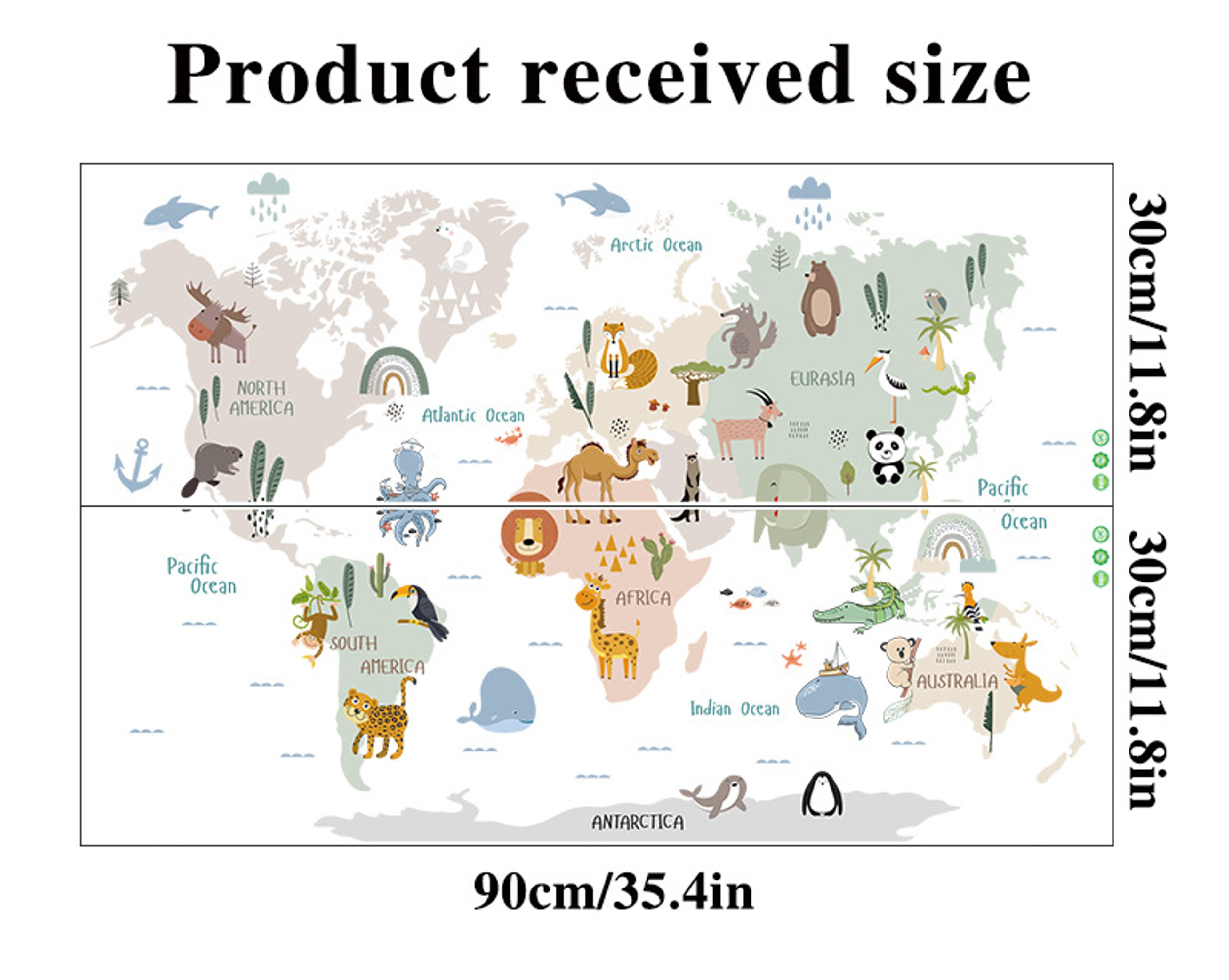 Kids World Map Wall Sticker Cartoon Animal Decal for Nursery Bedroom Educational Wall Decor – view 5