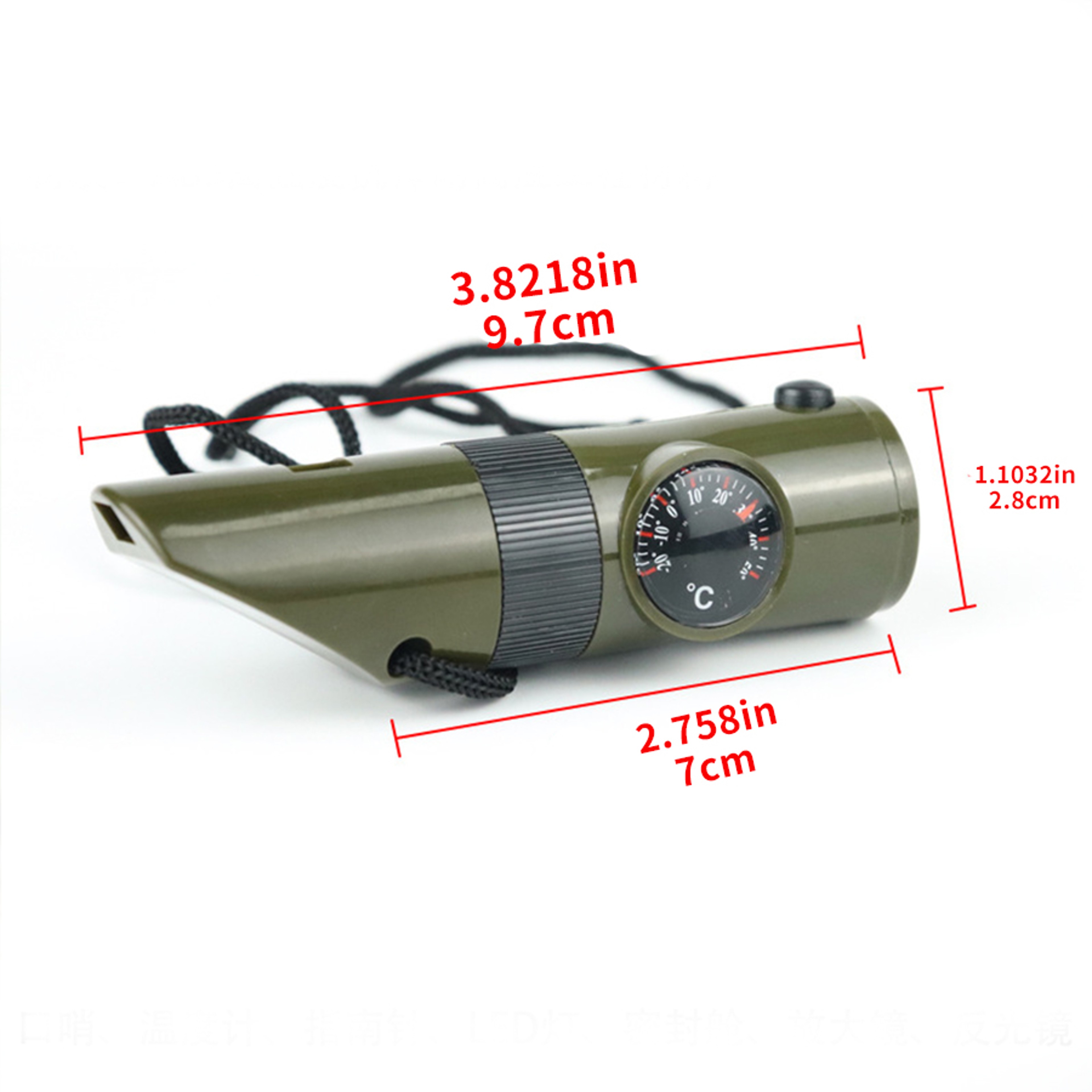 Outdoor Multi Function Survival Tool with Compass, Whistle & Flashlight – view 3
