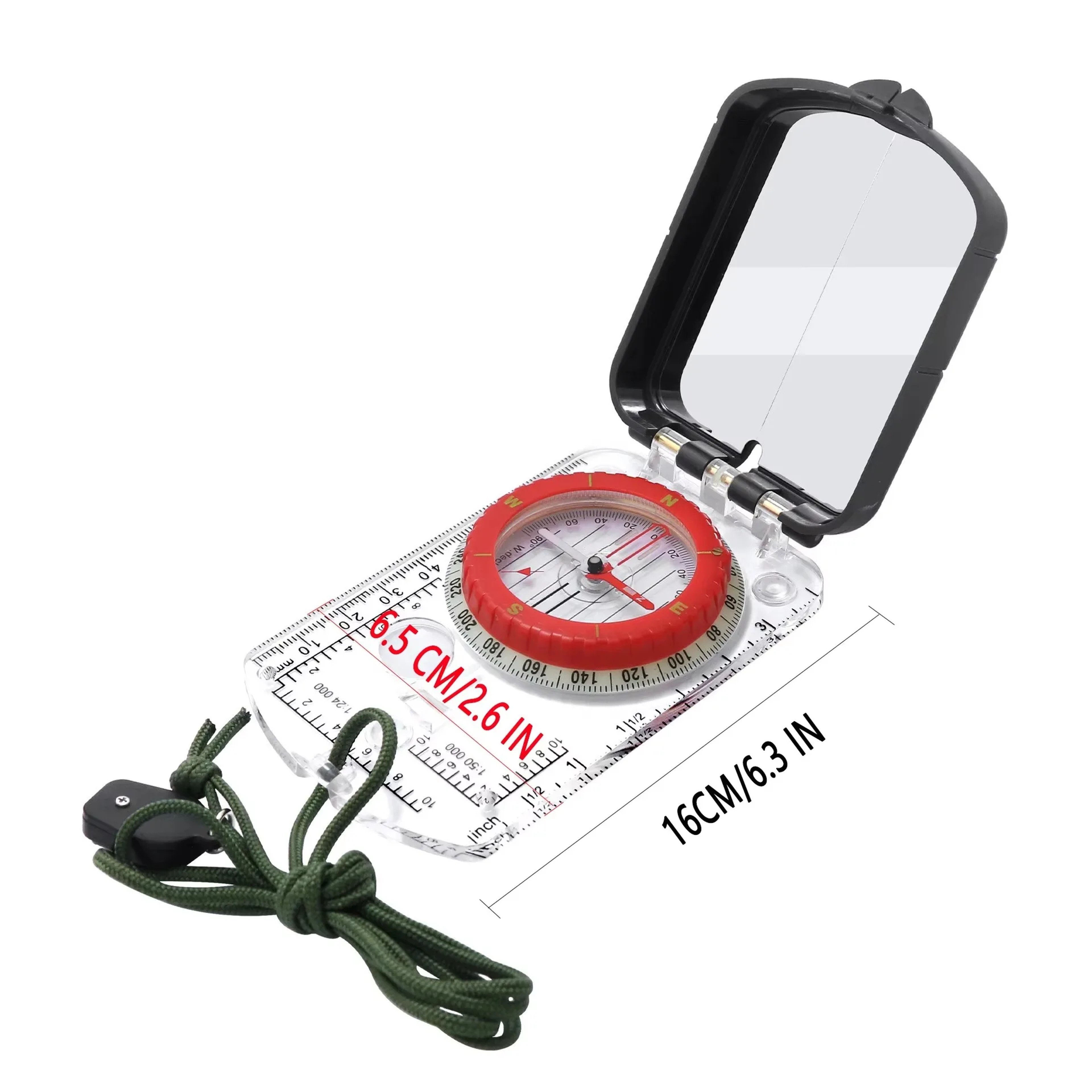 Adjustable Hiking Compass with Night Light and Tilt Mirror for Outdoor Navigation – view 4