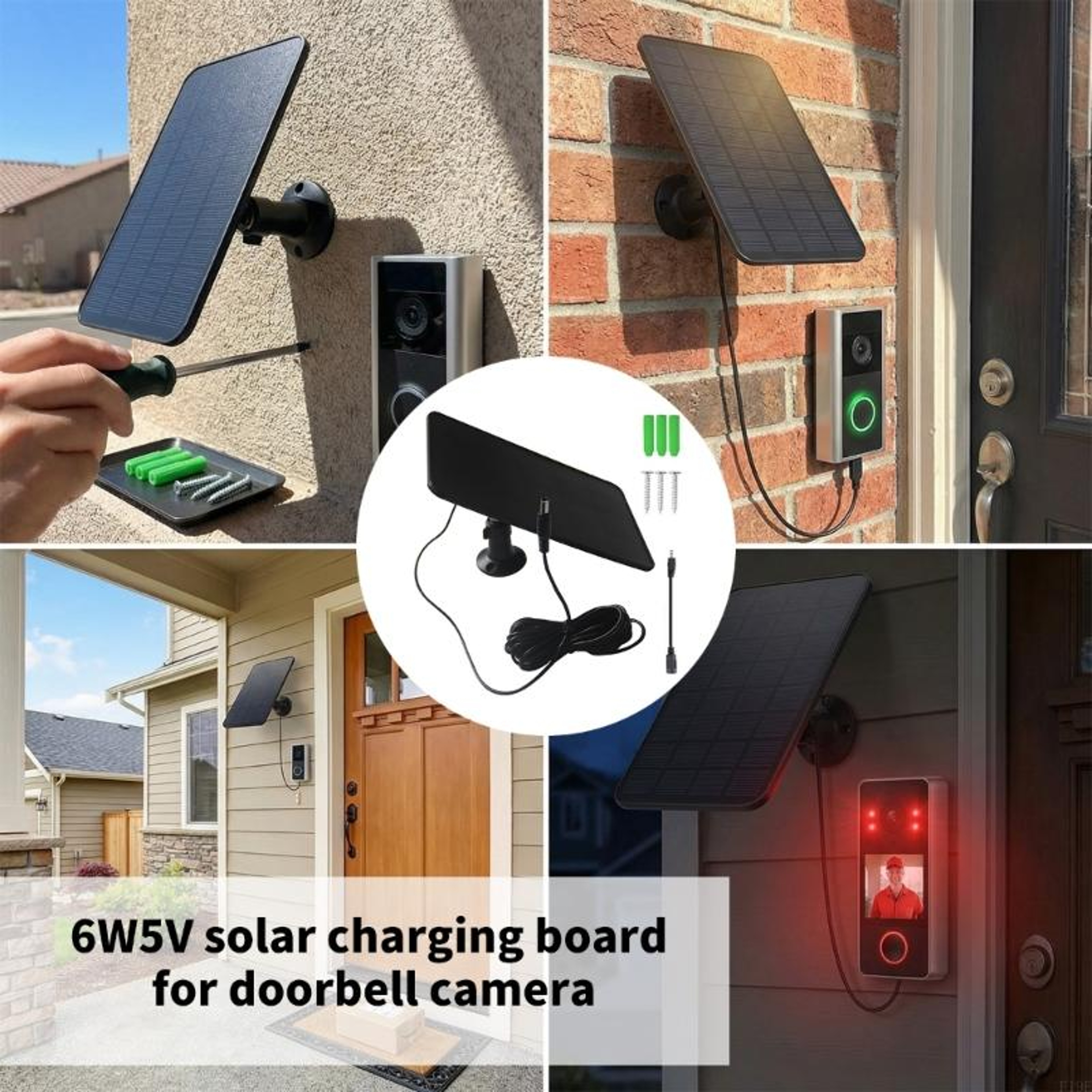 Solar Panel for Security Camera & Doorbell with Cable Waterproof Outdoor Power Supply – view 6