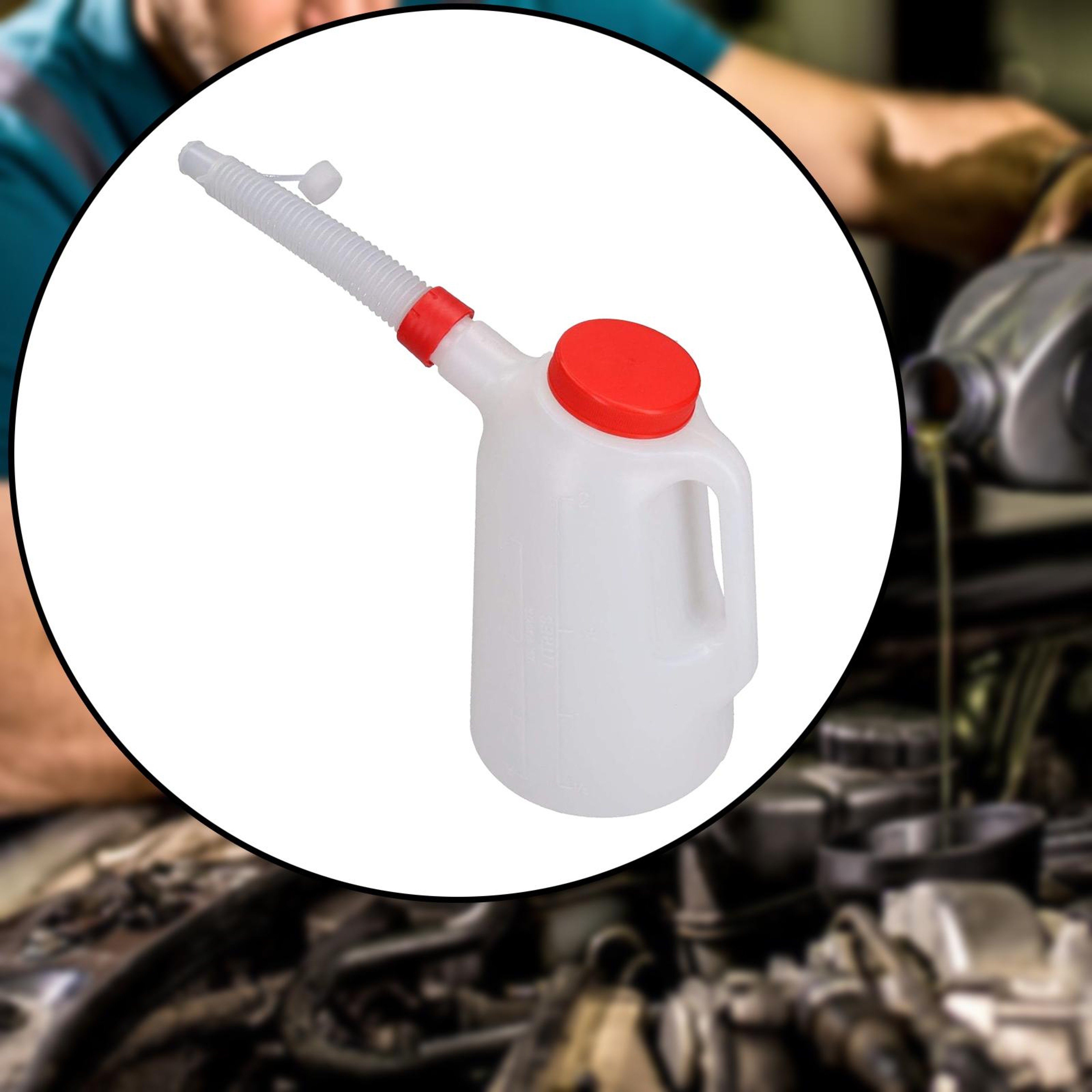Premium ABS Oil Measuring Jug with Scale and Cap for Engine & Fuel Oil – view 3