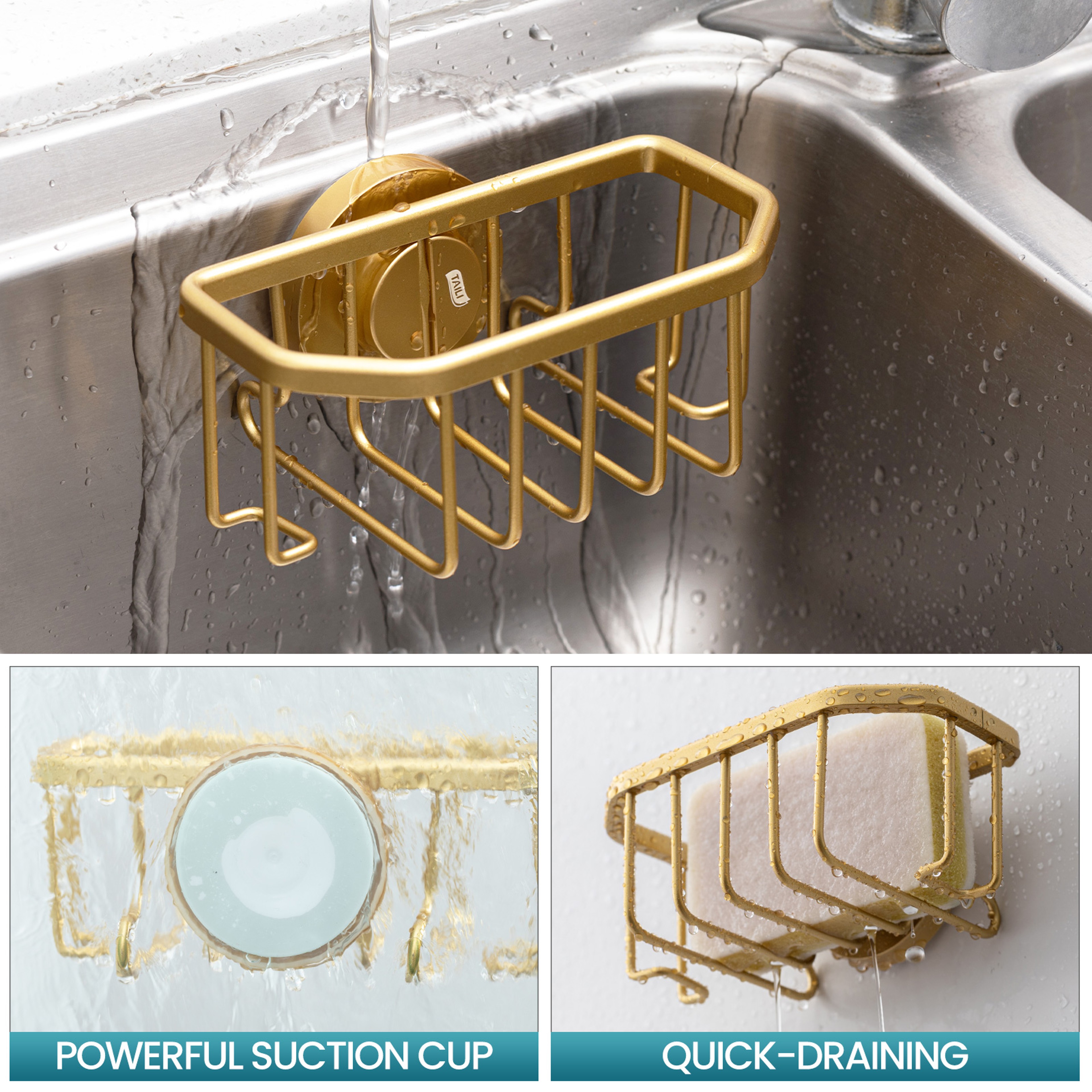 TAILI Rustproof Sponge Holder For Kitchen Sink With Strong Suction Cup Organizer 1