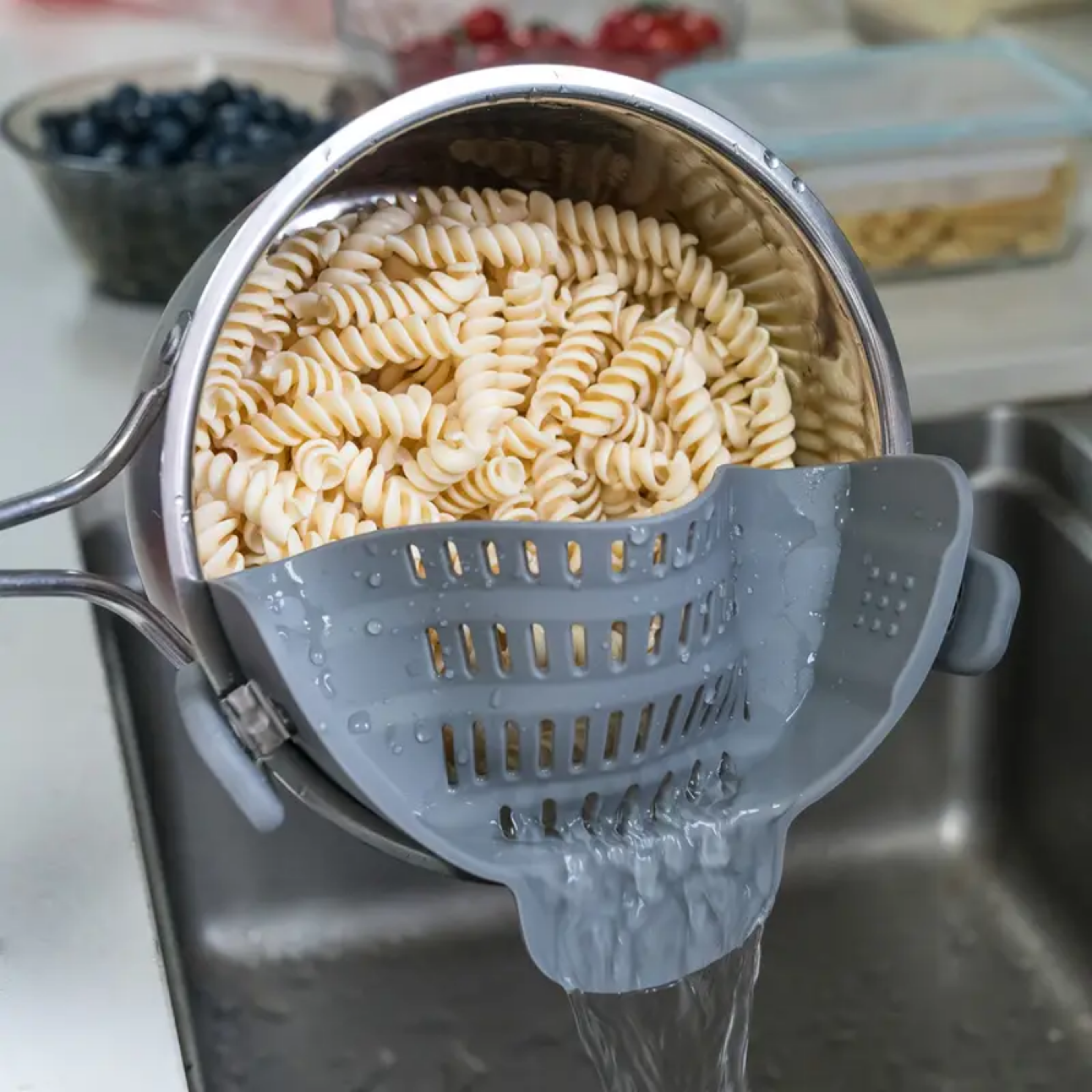 Clip On Strainer Silicone Pasta Strainer Foldable Pot Clip Kitchen Tool – view 5