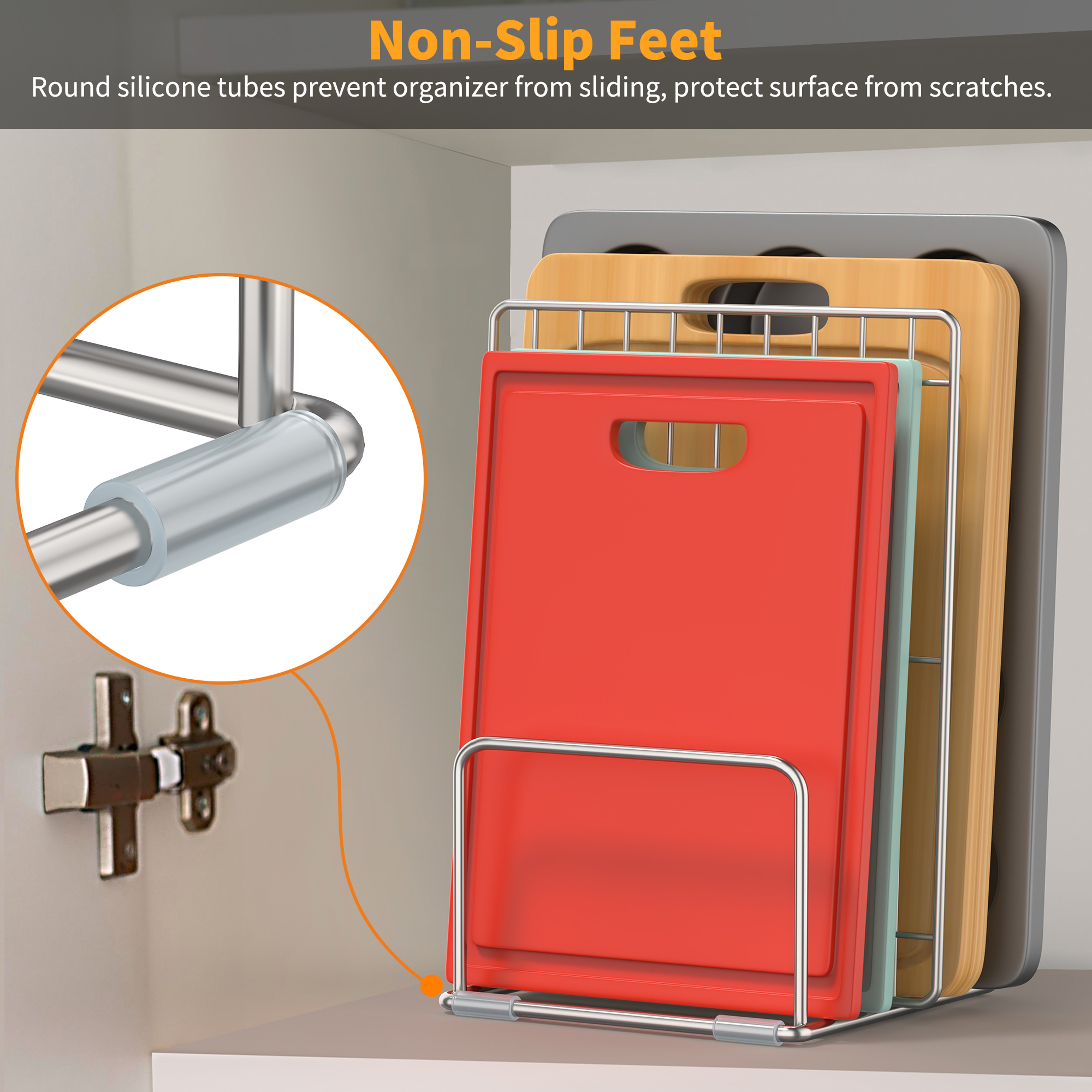 Stainless Steel Cutting Board Holder Rack for Space-Saving Kitchen Organization – view 5