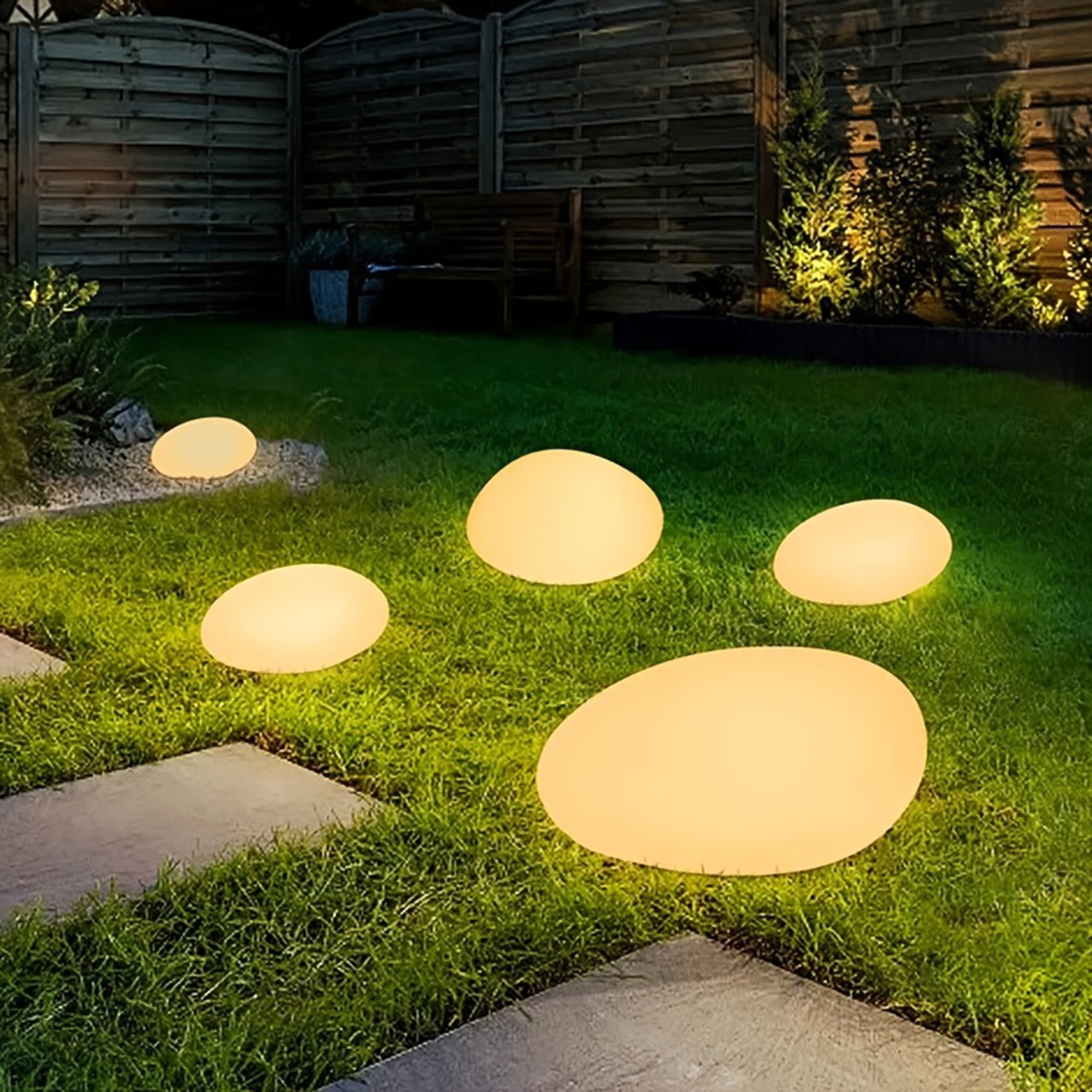 Solar Pebble Garden Lights for Outdoor Pathway Lighting Warm White Solar Landscape Lights – view 3