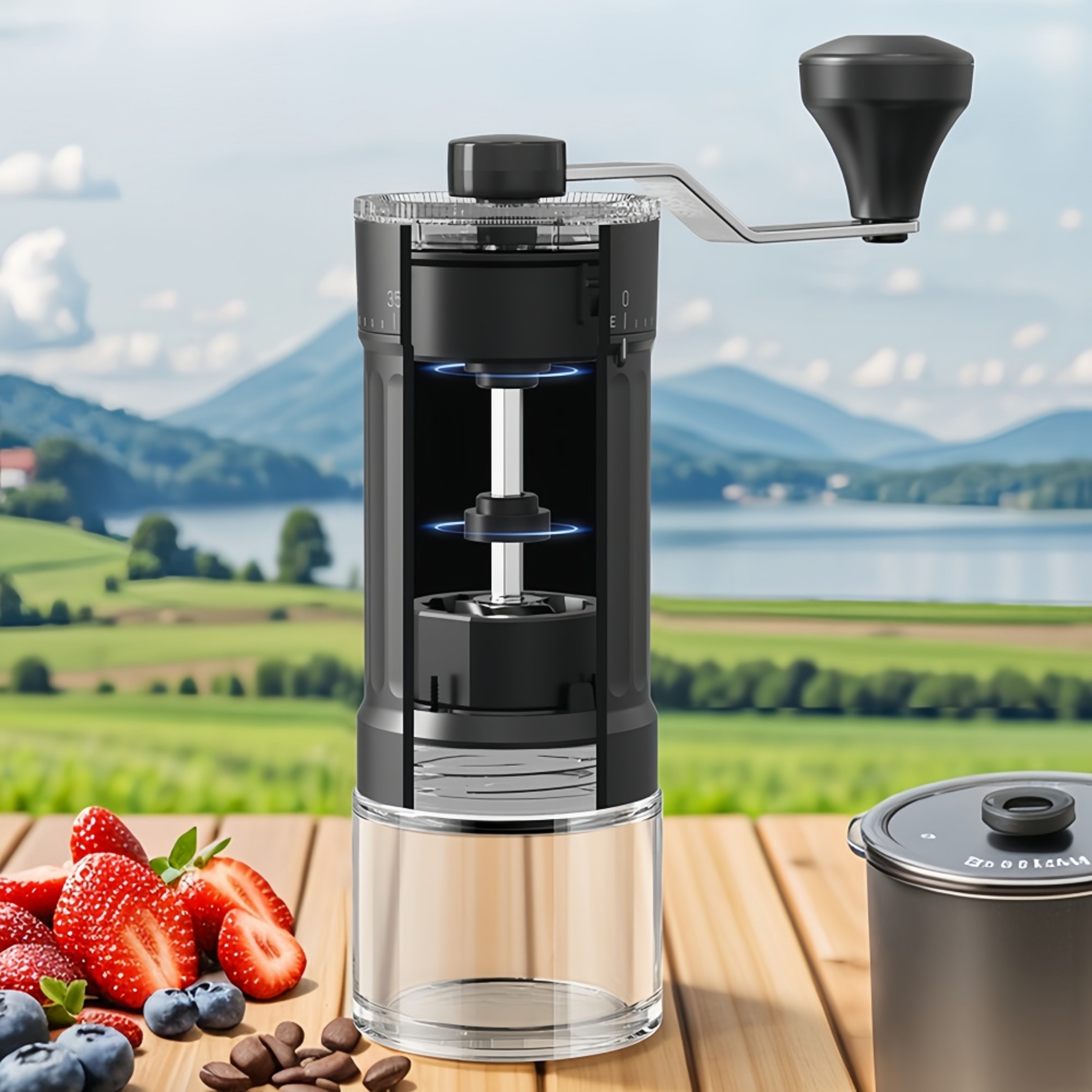 Precision Manual Coffee Grinder with Adjustable Settings & Ceramic Burr Core – view 2