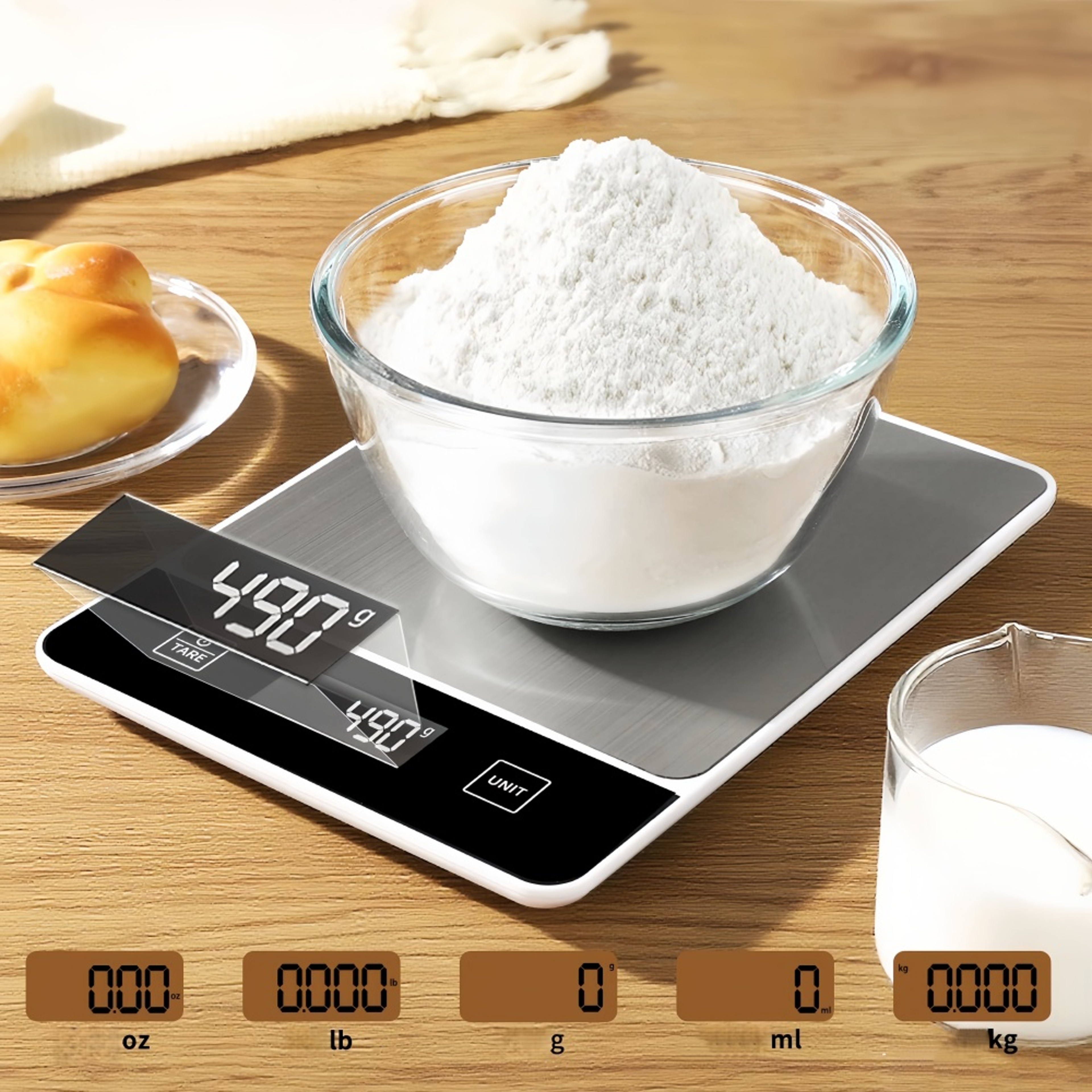 Digital Kitchen Scale Precision Food Scale with LED Display and Waterproof Surface – view 2