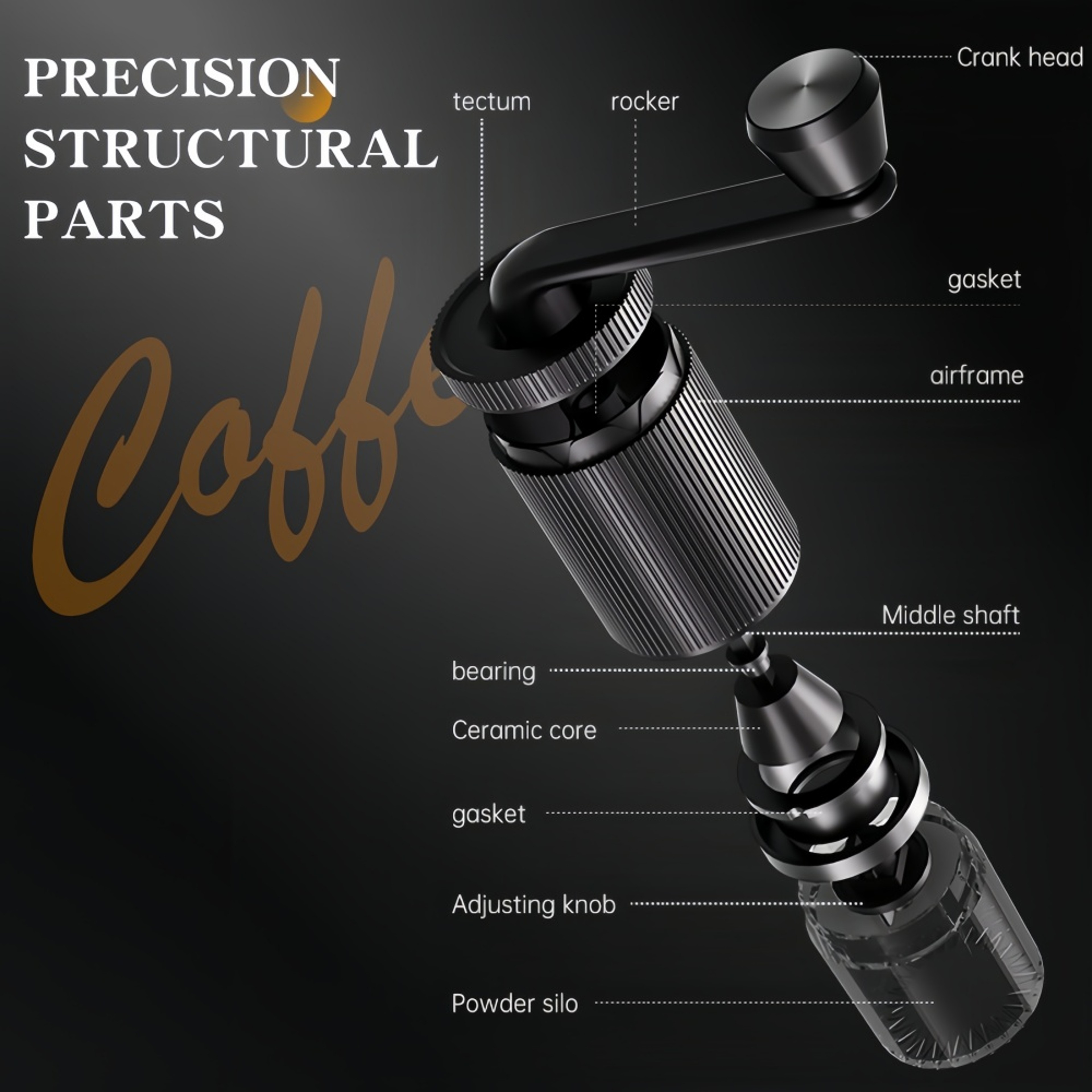Portable Manual Coffee Grinder with Ceramic Burr Adjustable Settings for Fresh Precision Grinding – view 4