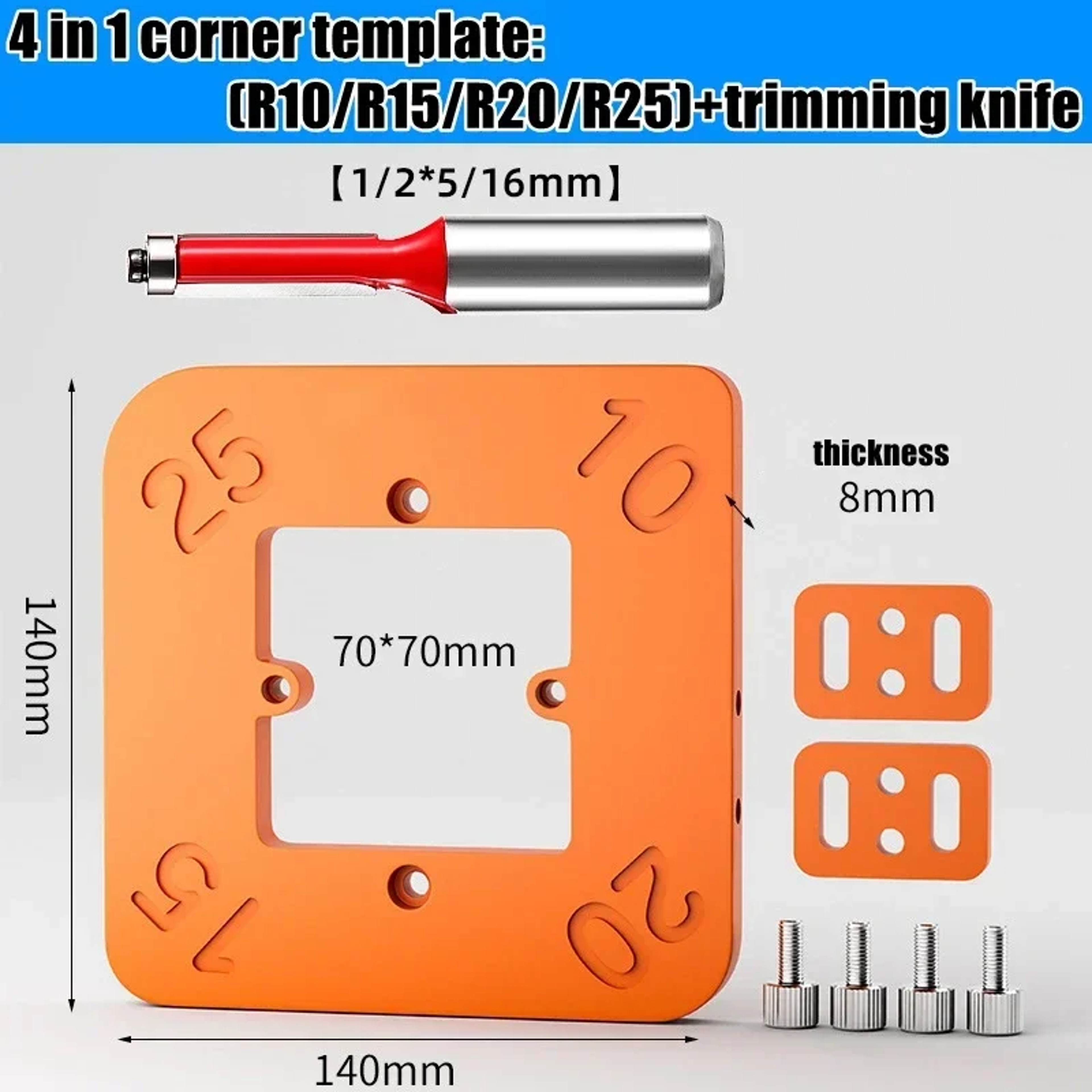 Precision Corner Radius Template Jig Set for Woodworking Router Guide – view 6