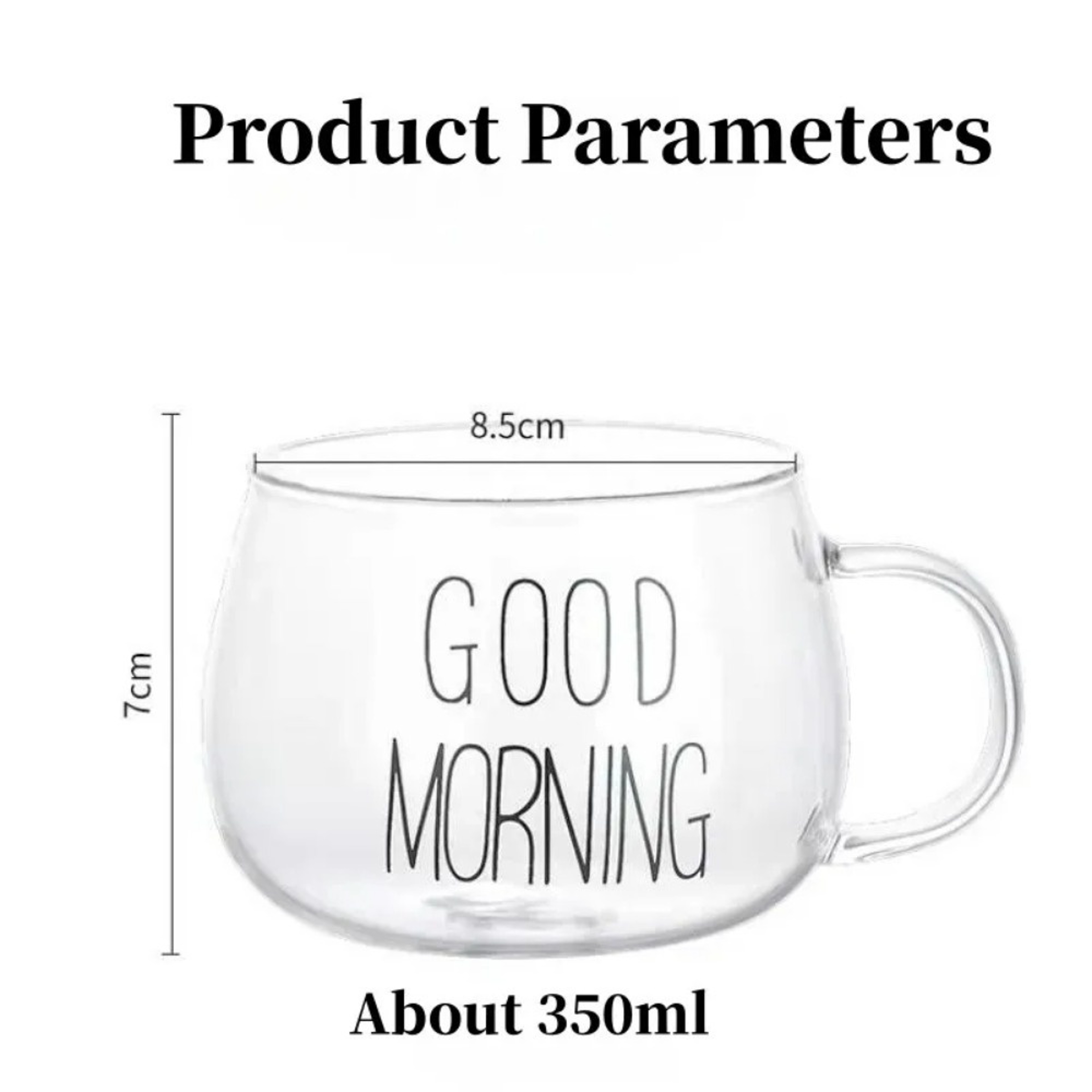 glass coffee mug with Handle Minimalist Letter Print Tea Cup – view 5