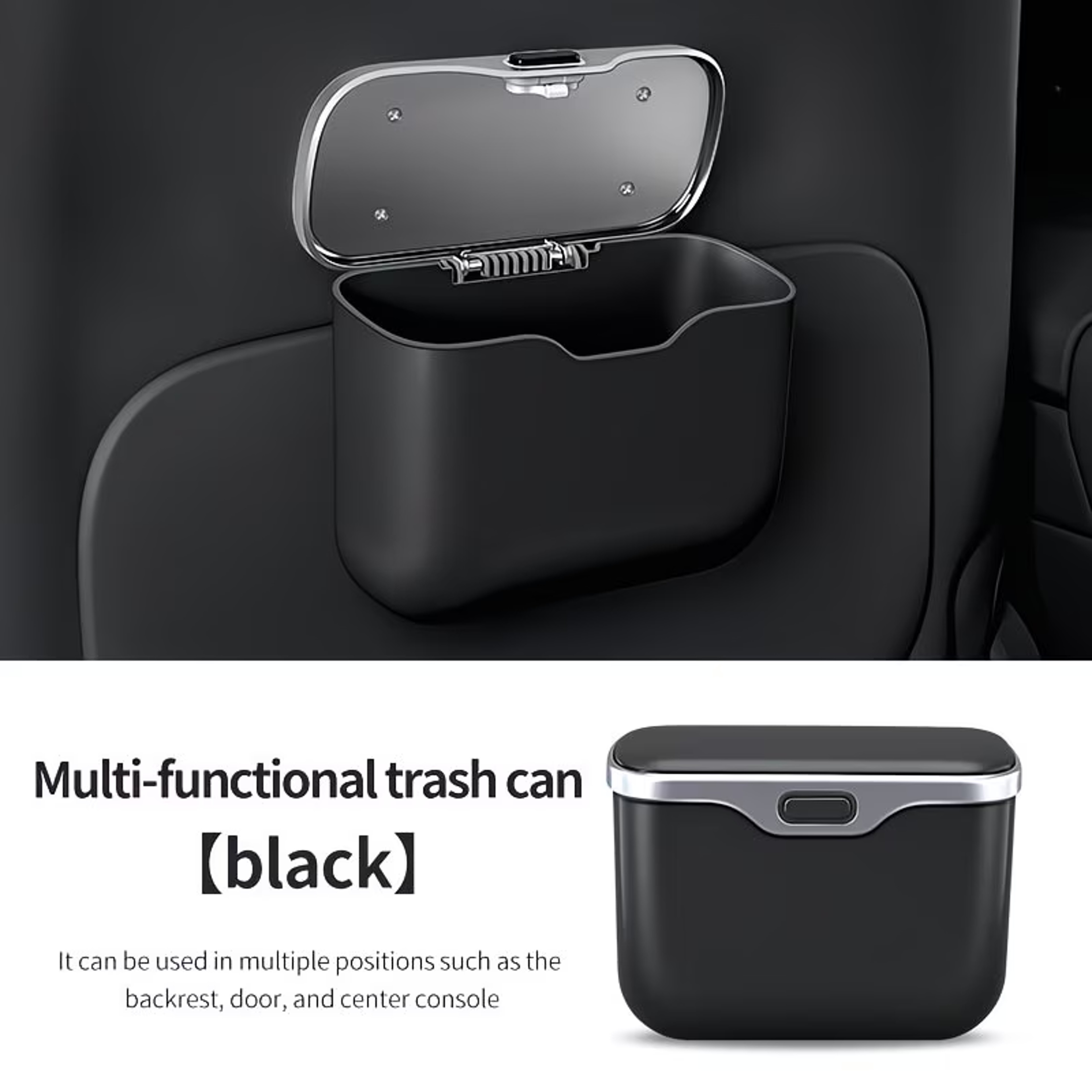 Premium Car Trash Can Portable Car Garbage Bin Leakproof Auto Organizer 2