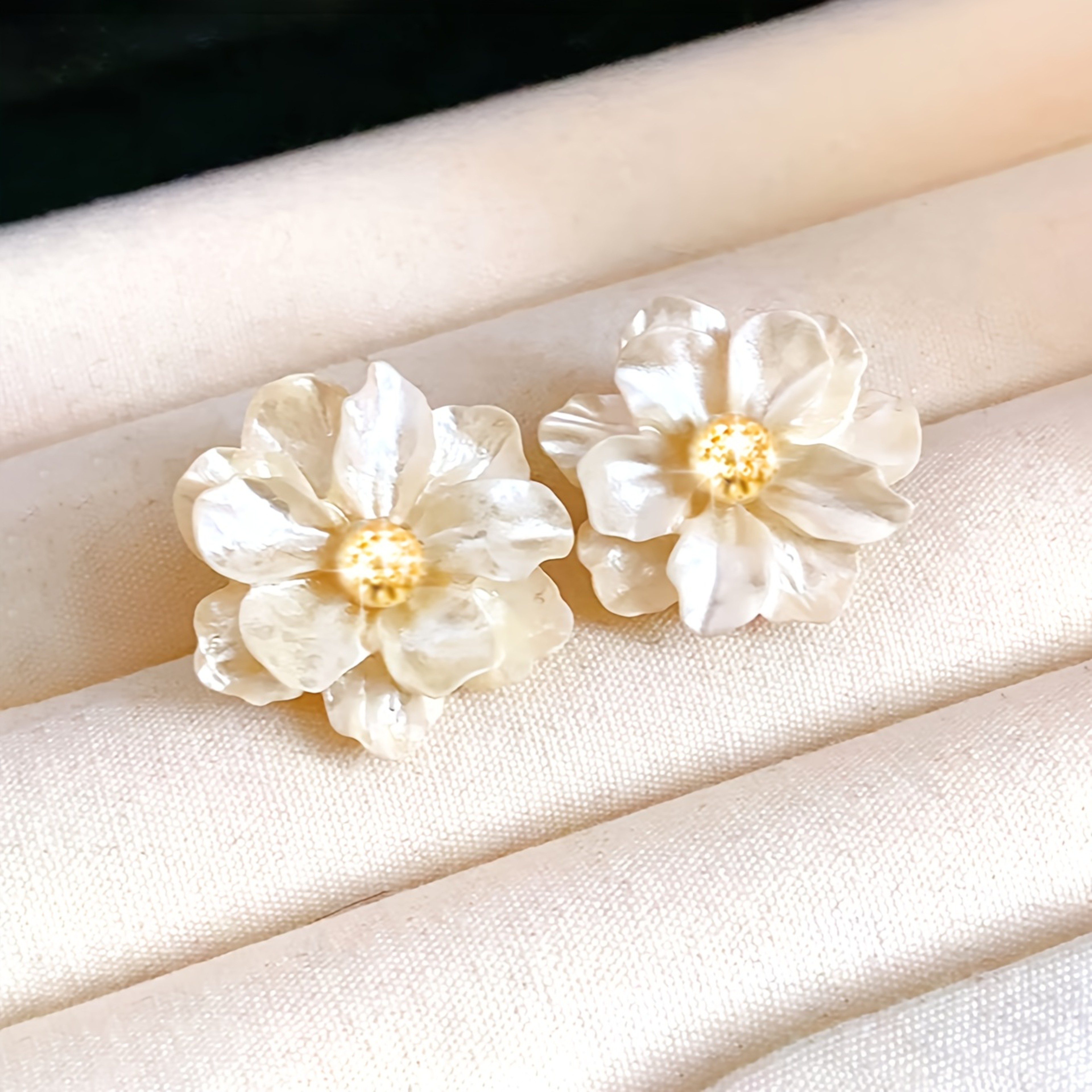 Camellia Flower Earrings Elegant Floral Stud Earrings for Weddings and Everyday Style – view 3