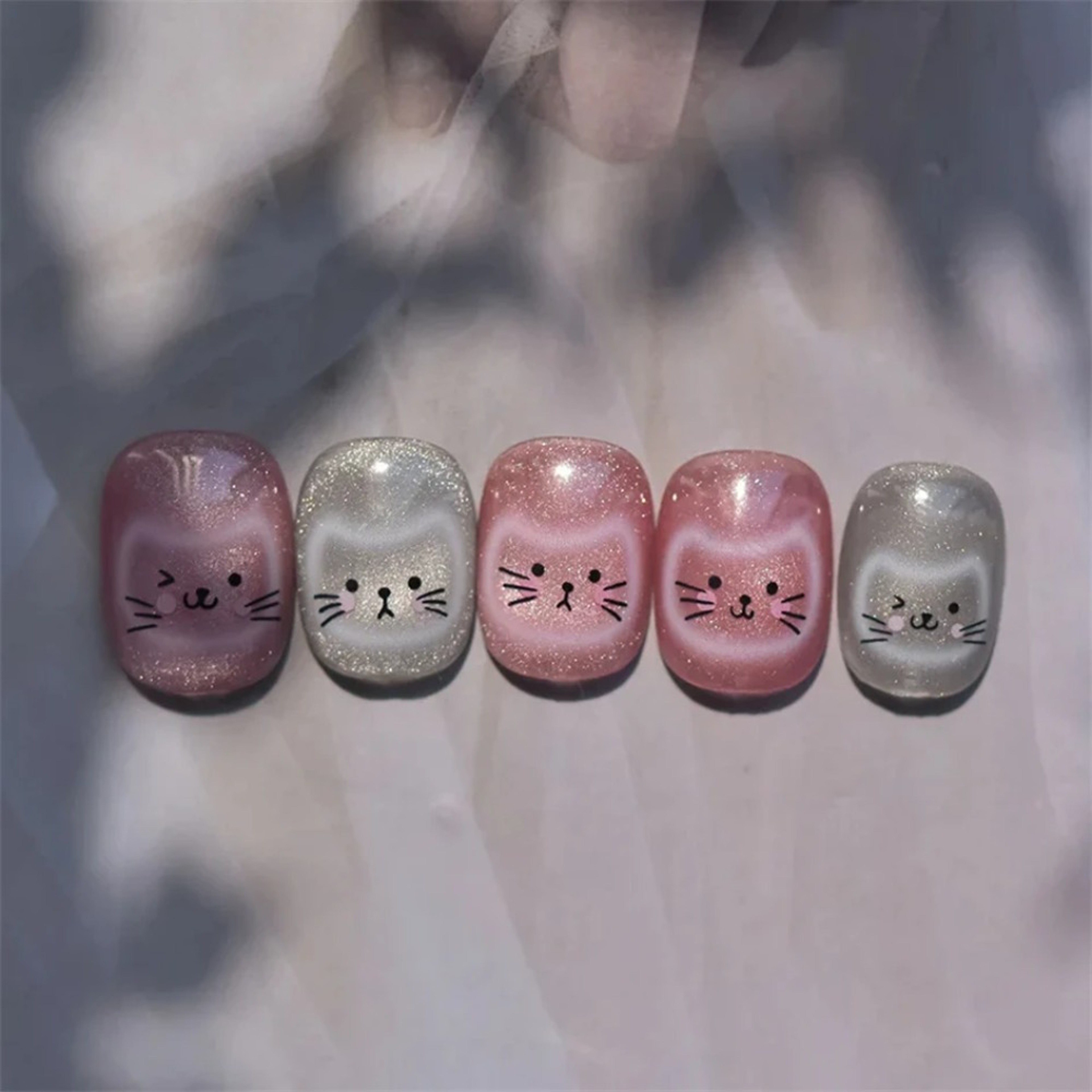 Cat Theme Embossed Nail Art Stickers for DIY Manicure – view 6
