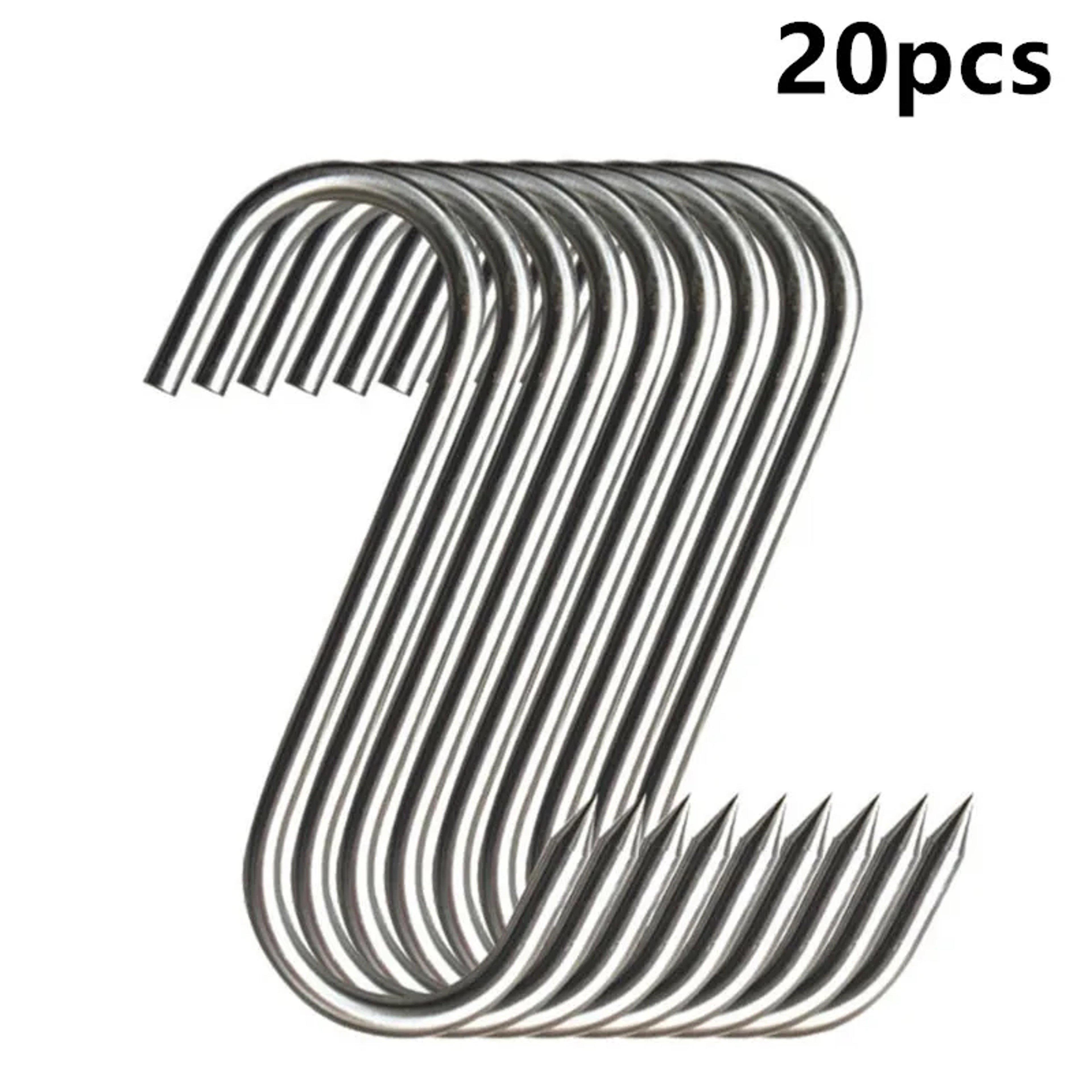 Heavy Duty Stainless Steel S Hooks For Meat  Kitchen Utensils Sharp Tip Hanging Hooks 7