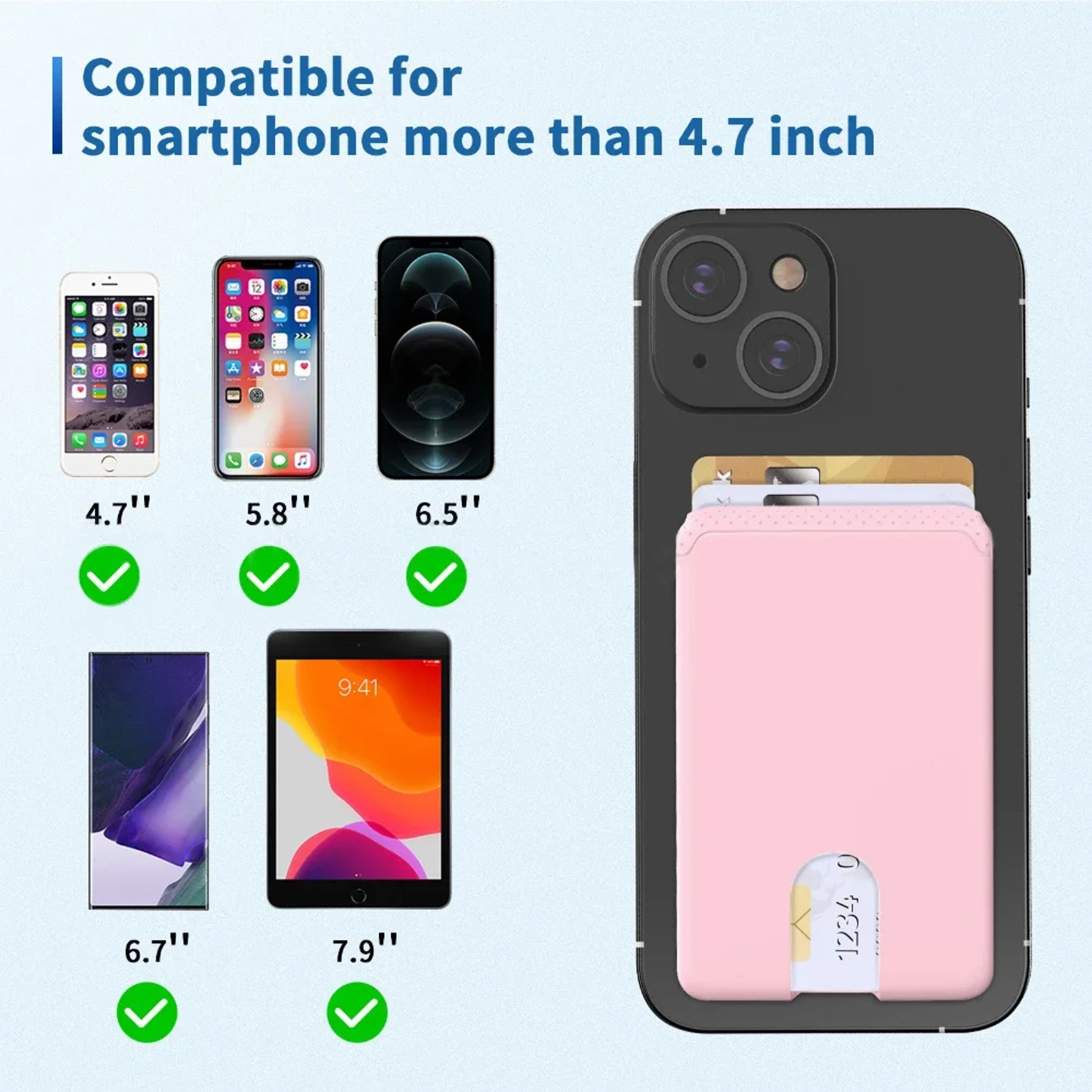 Soft Silicone Phone Wallet Holder with Adhesive for iPhone & Android Cards – view 5