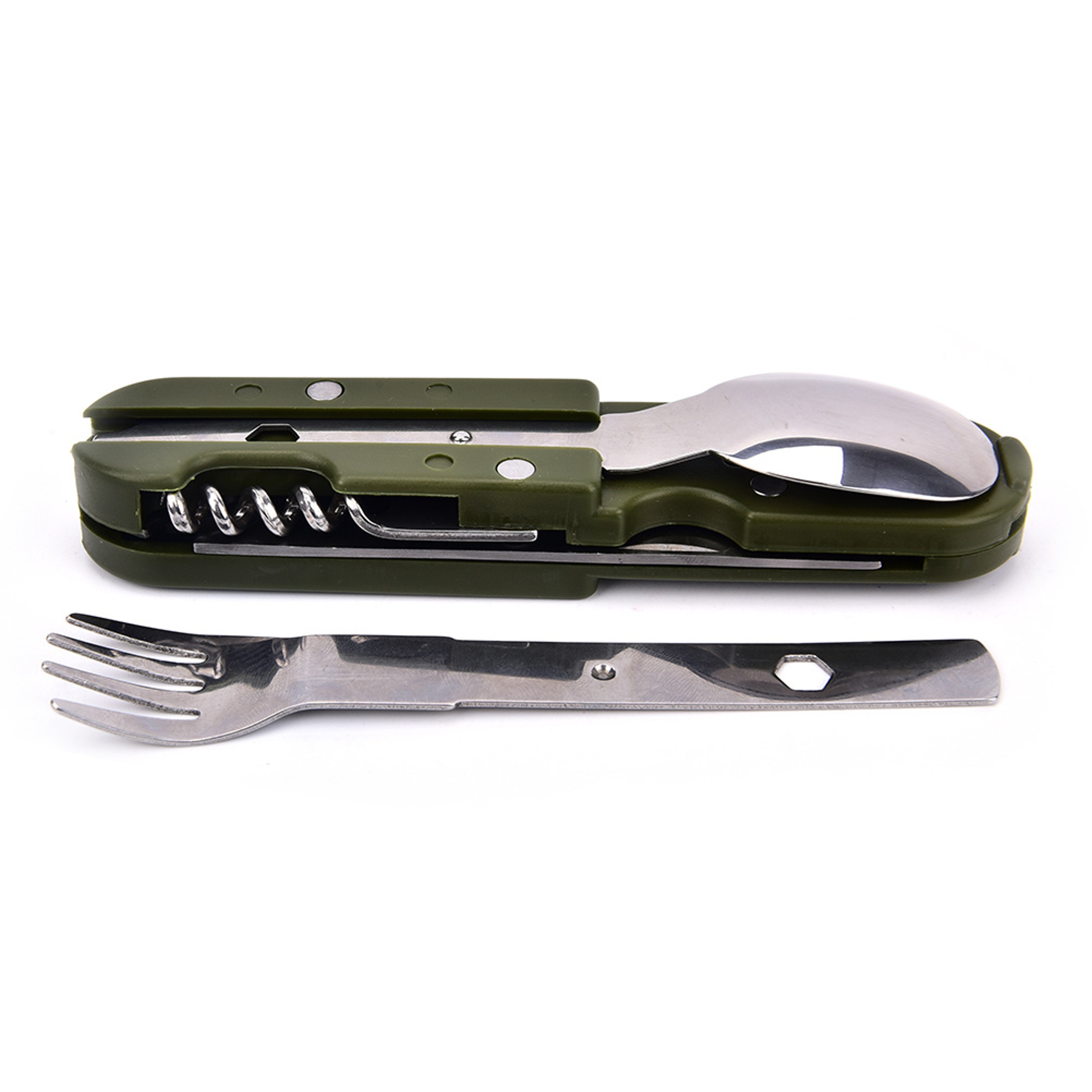 Compact Camping Cutlery Set Folding Portable Utensils with Bottle Opener – view 2