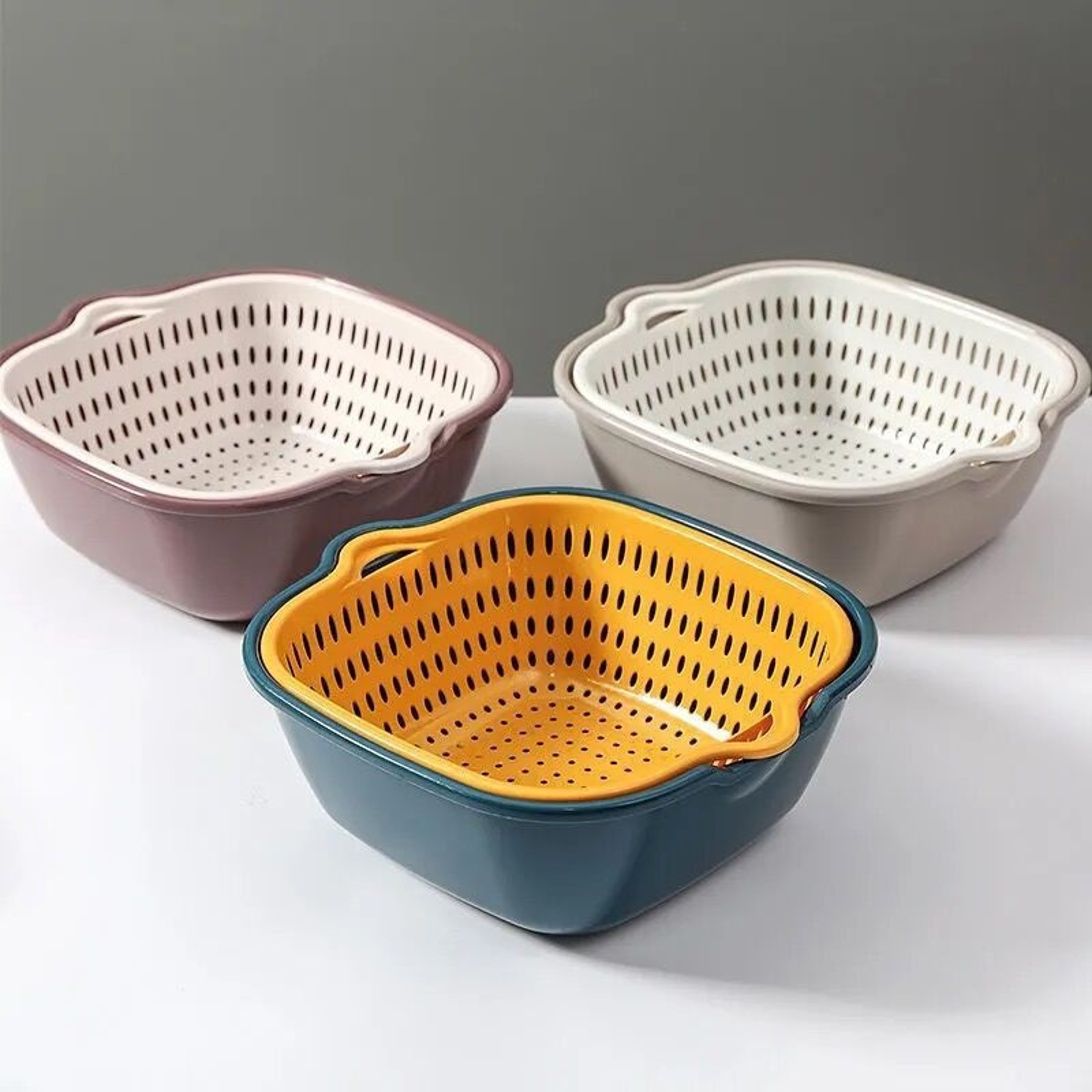 Piece Kitchen Sink Drainer Set Vegetable Washing Basket & Fruit Bowl – view 2