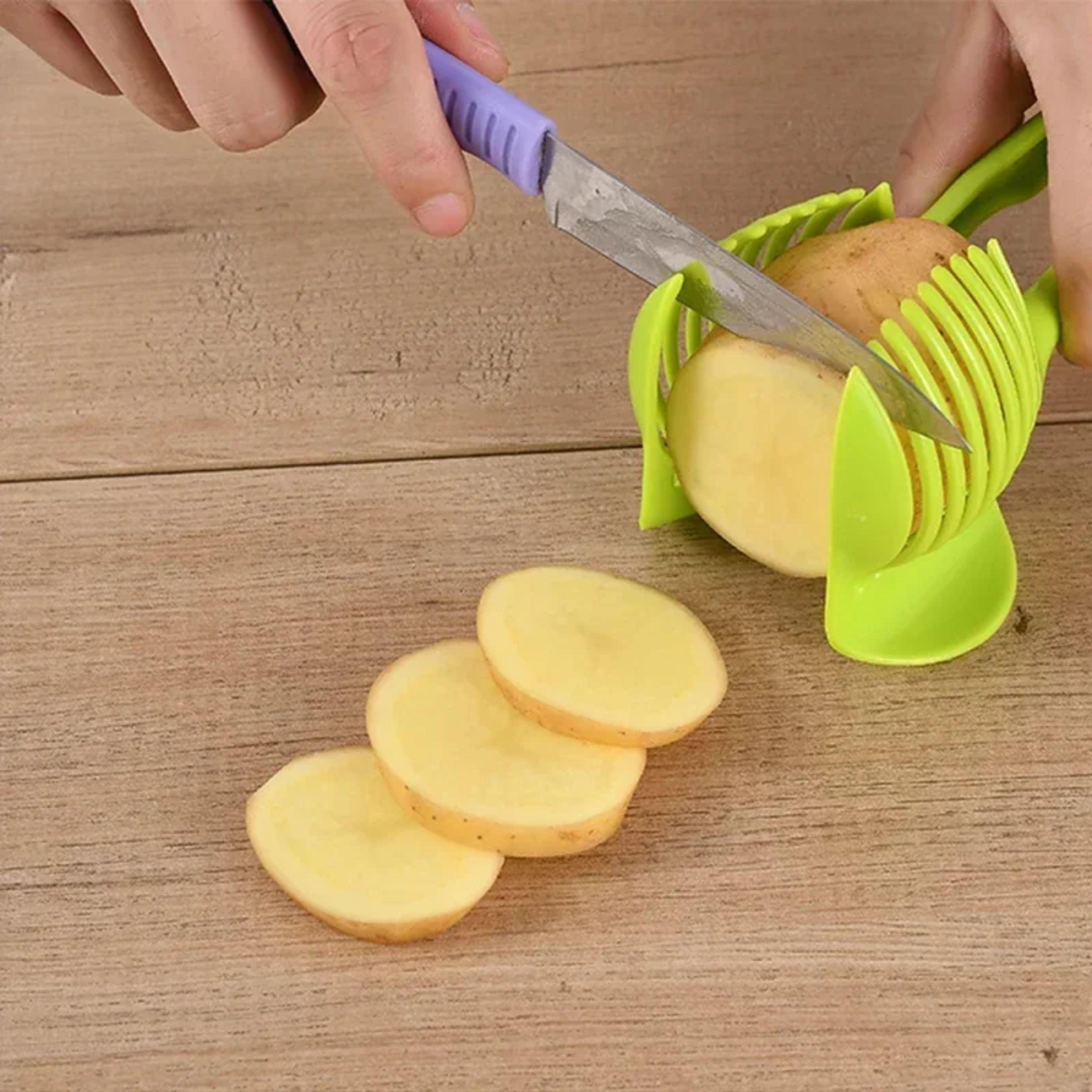 Multi Use Vegetable Slicer Tool for Even Cuts Fruit Holder Kitchen Cutter – view 3
