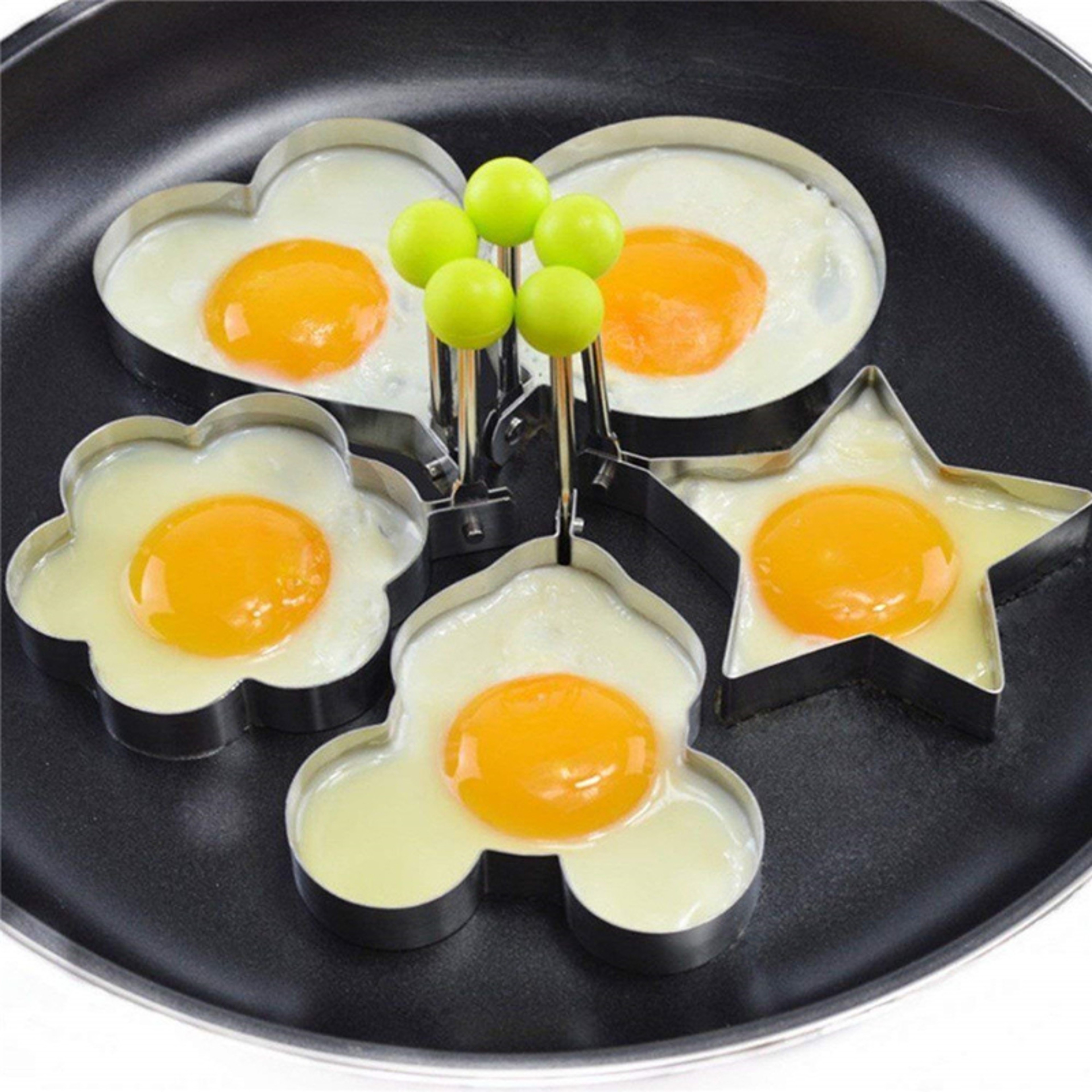 Stainless Steel Egg Mold Ring Set Fun Shaped Egg Cooker for Kids Breakfast – view 3