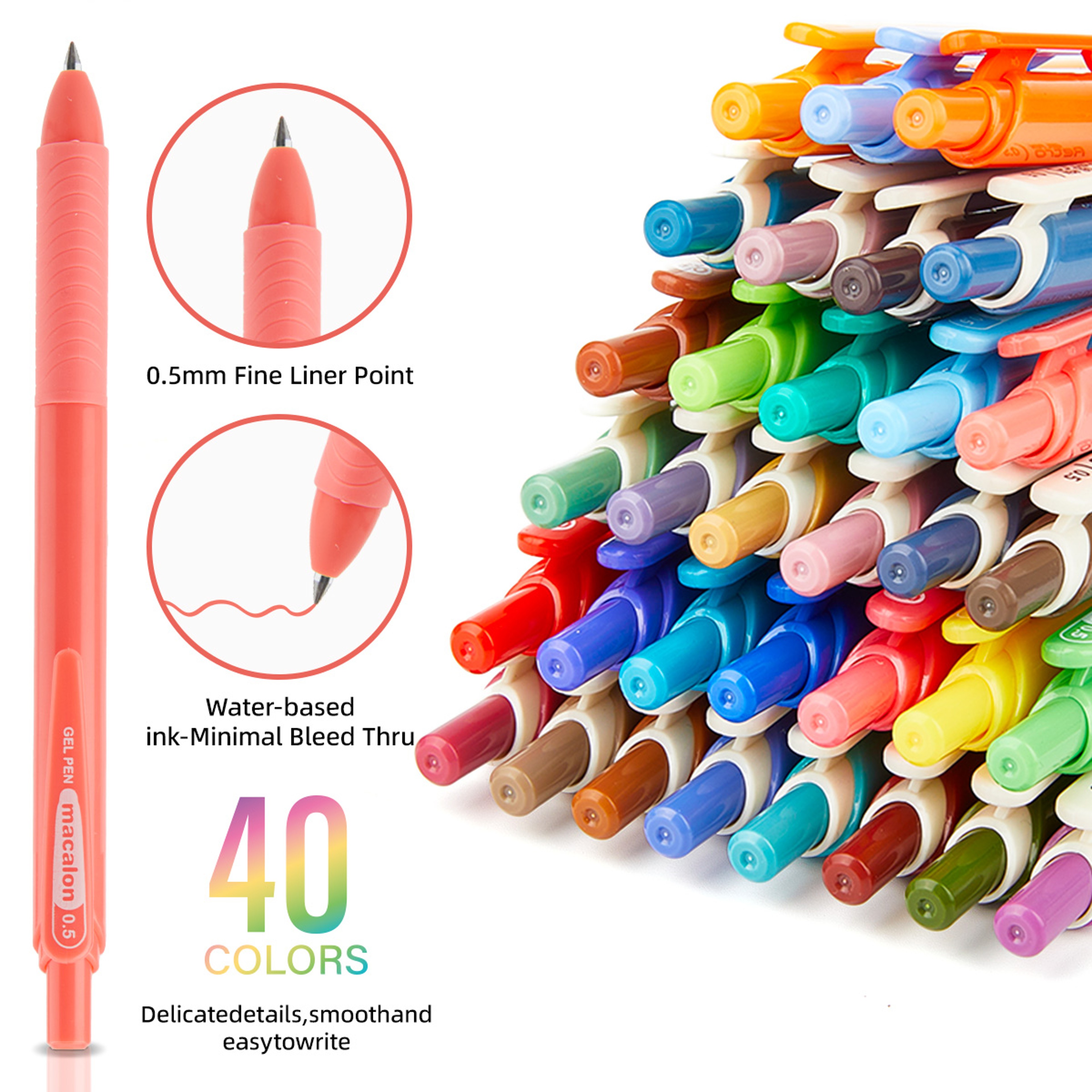 Piece Colored Gel Pens Set Fine Point Retractable Journaling Pens 2