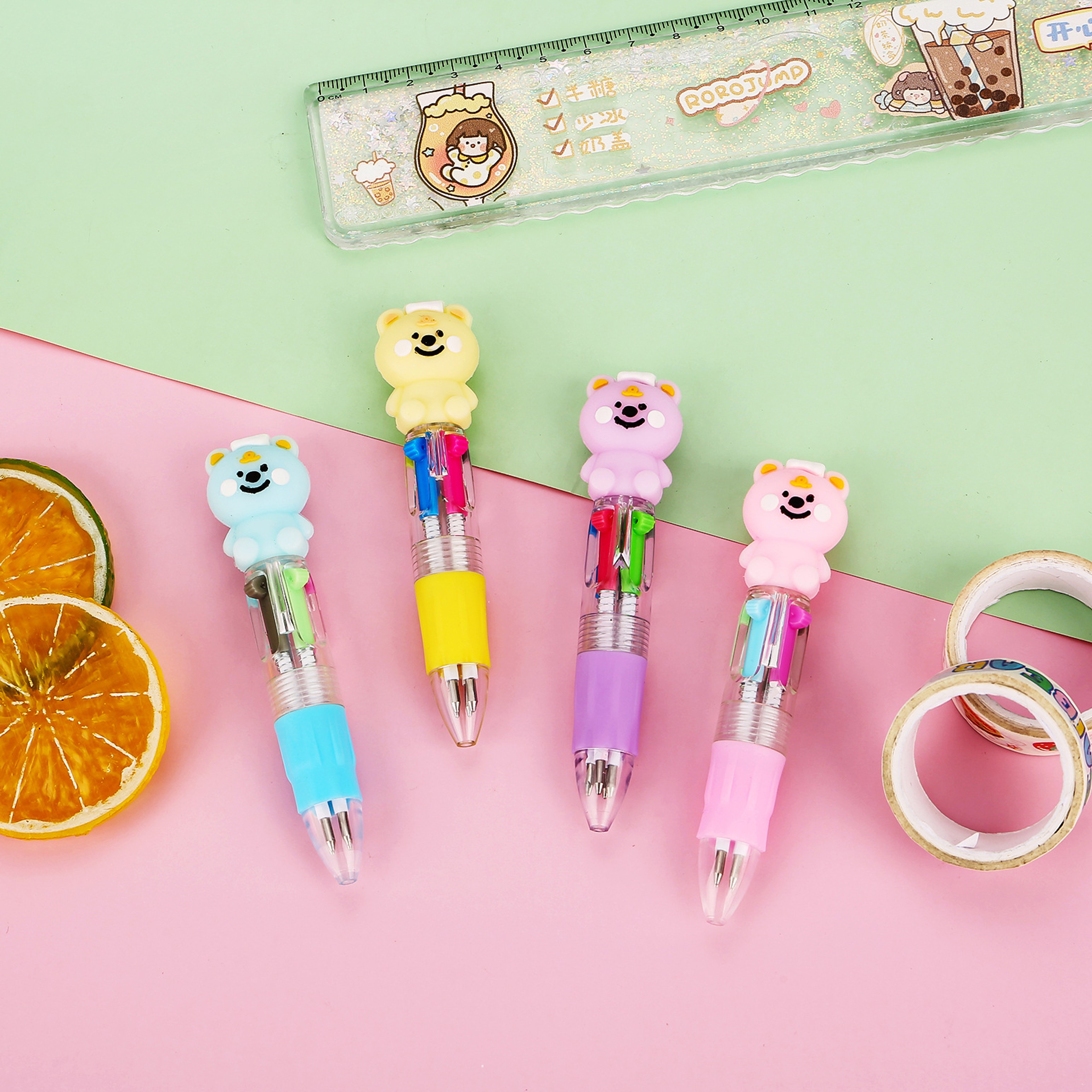 Cute Cartoon Bear Multicolor Retractable Pens Set Ballpoint Pens for Kids School Supplies – view 2