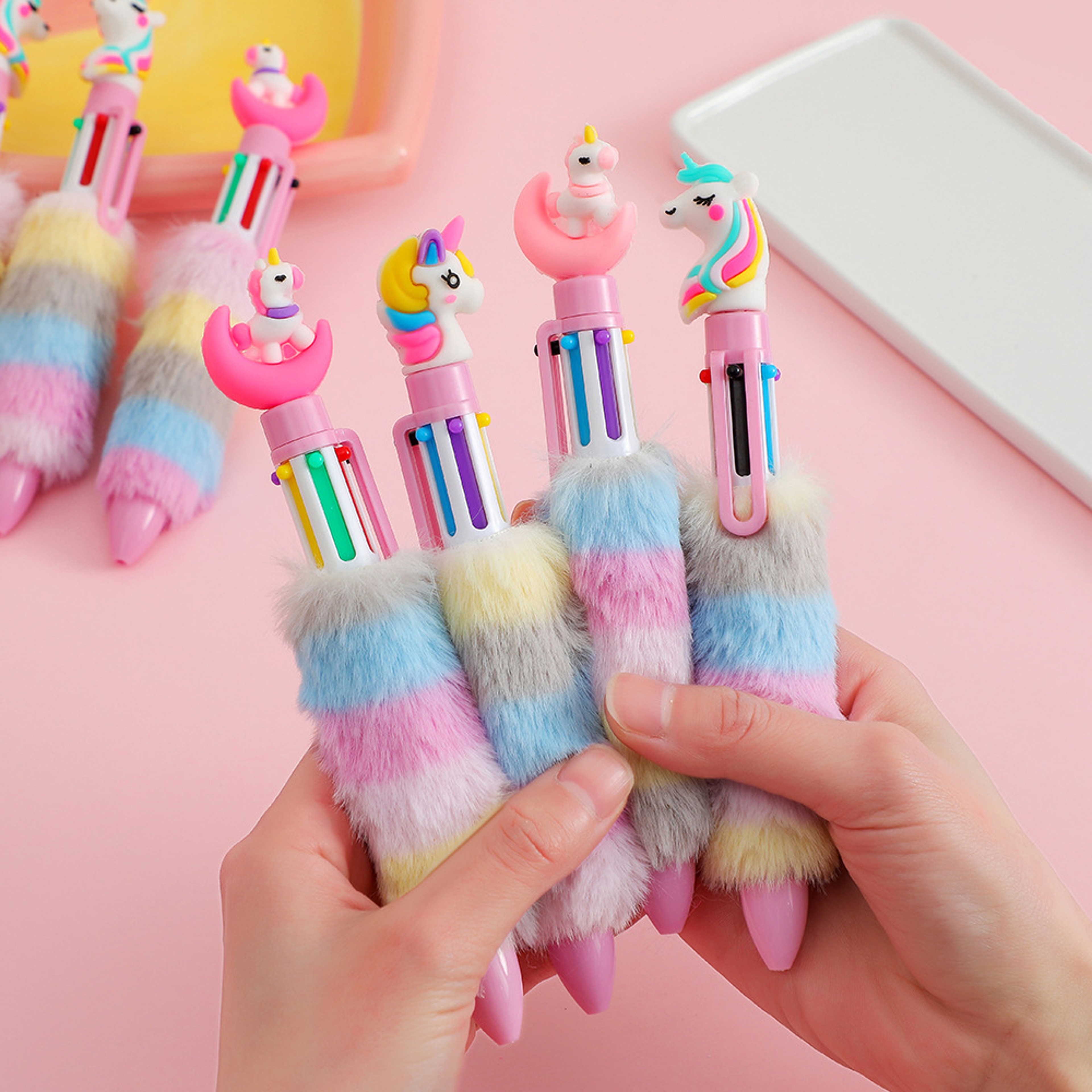 Unicorn Plush Rainbow Gel Pens Set Cute Cartoon Writing Pens for Kids – view 2