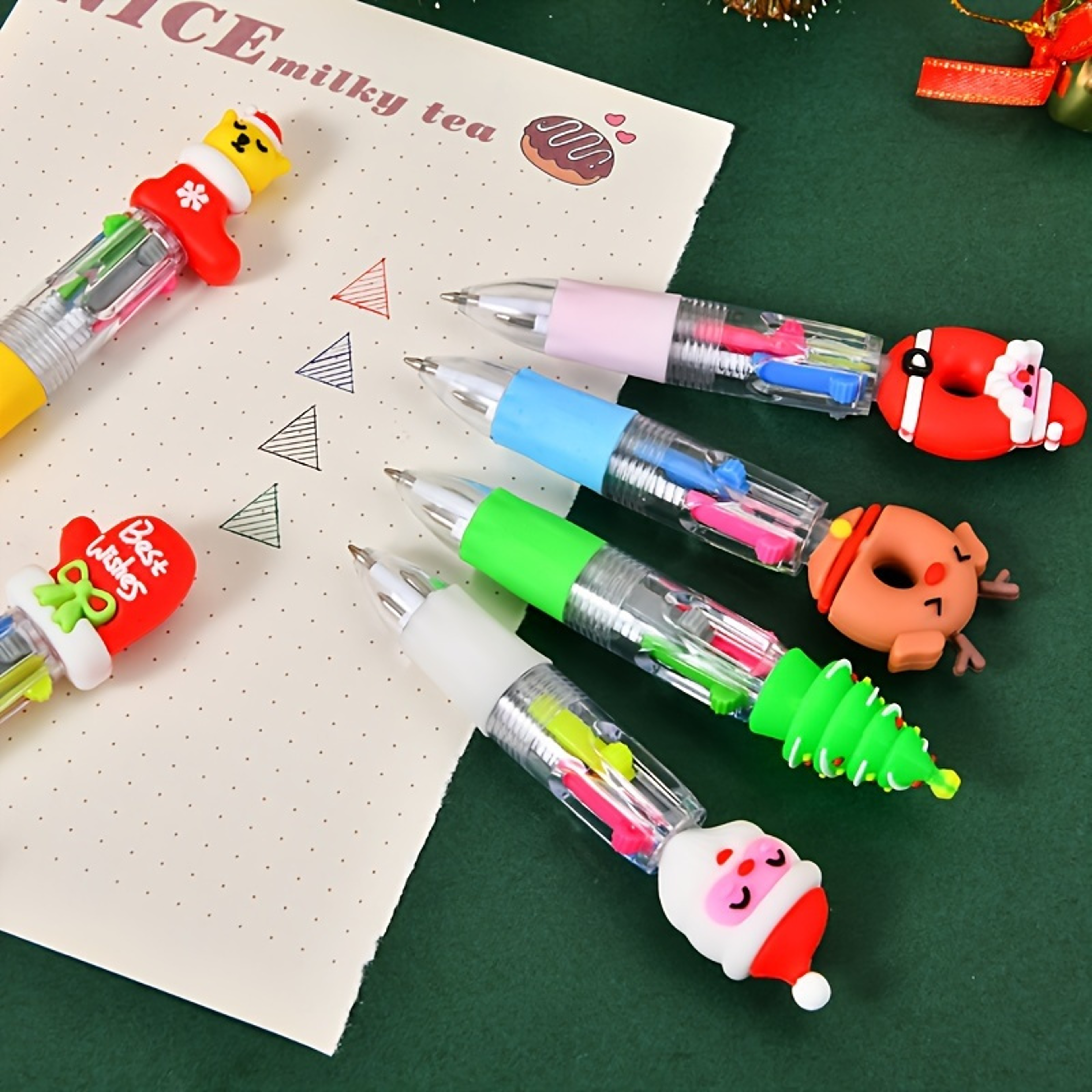 Mini Christmas Pens Set Cute Novelty Holiday Party Favors Multicolor Writing Kit – view 5