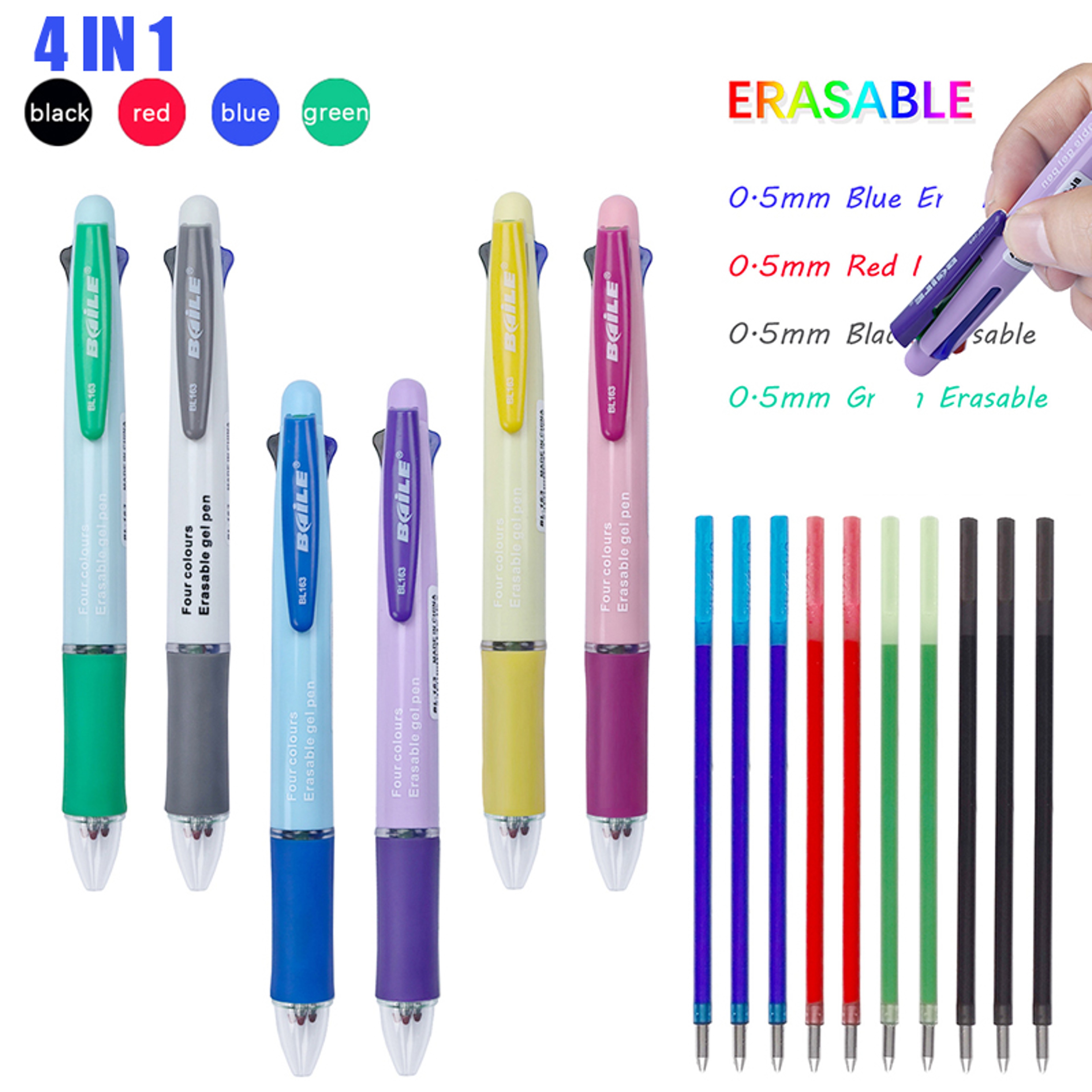 Multicolor Erasable Pen with Refillable Ink Smooth Writing Gel Pen – view 1