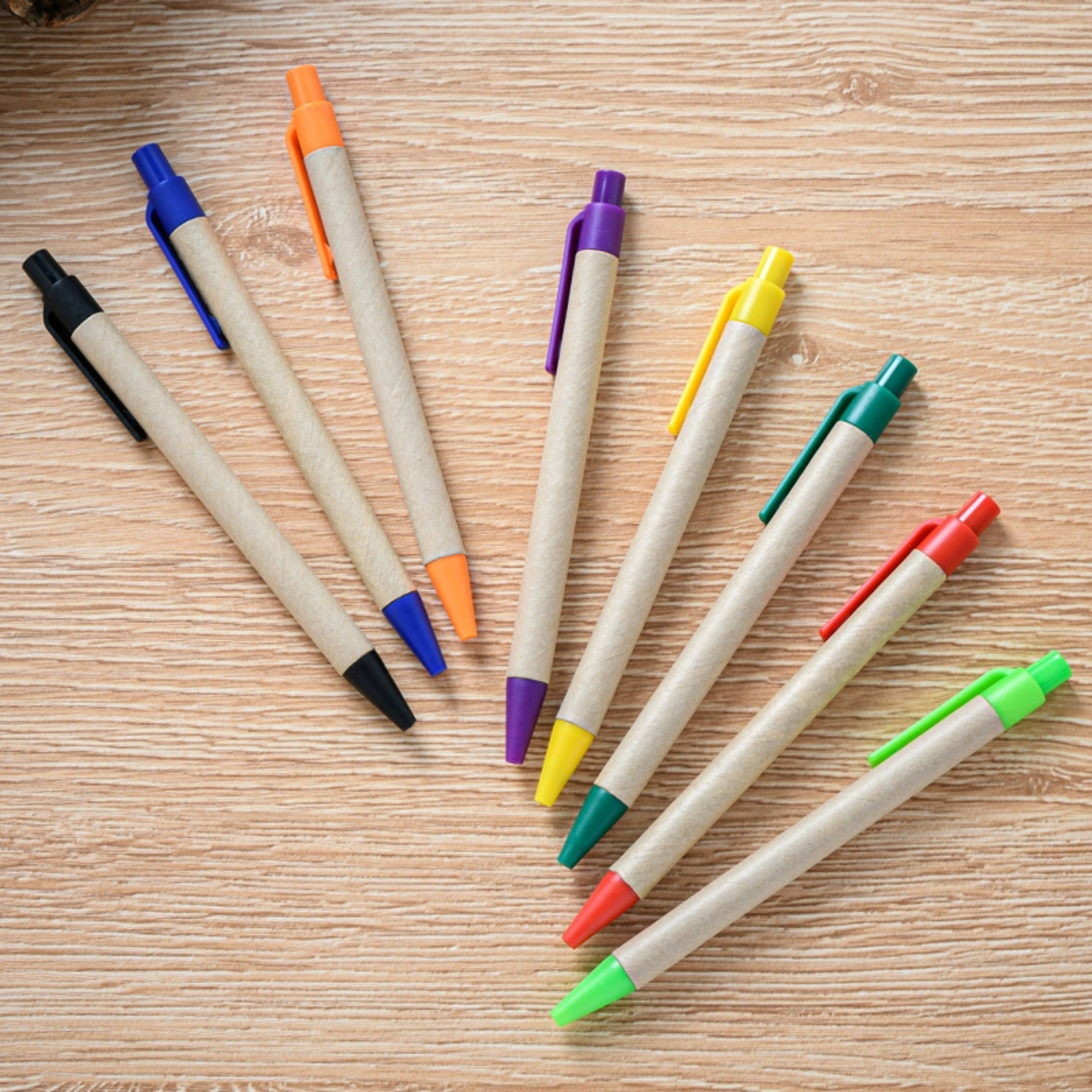 Eco Friendly Recycled Kraft Paper Pens Set Colorful Retractable Ballpoint Pens for Office & School – view 10