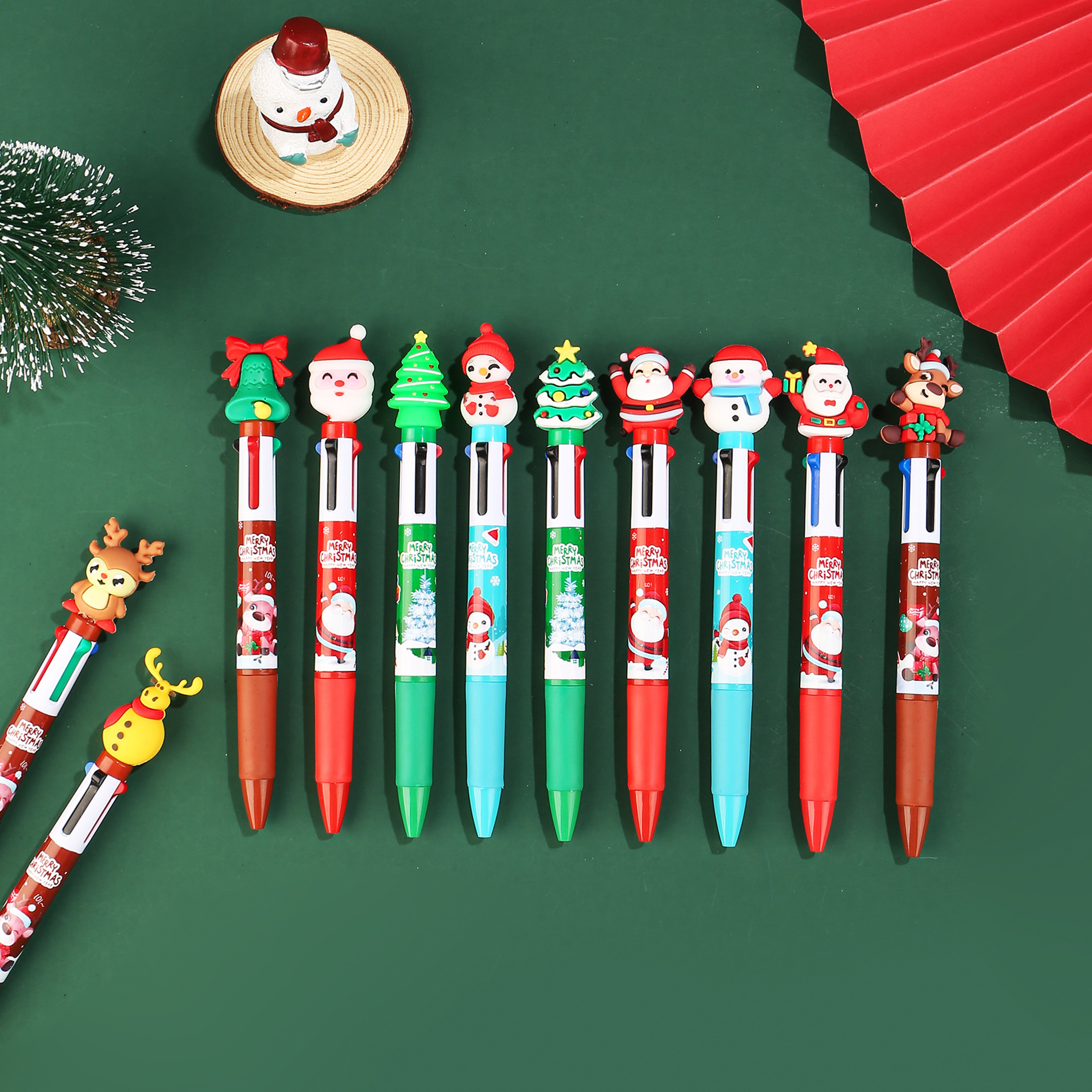 Pack Christmas Multicolor Pens Set Cute Santa & Reindeer Christmas Pens for Kids Gifts – view 3