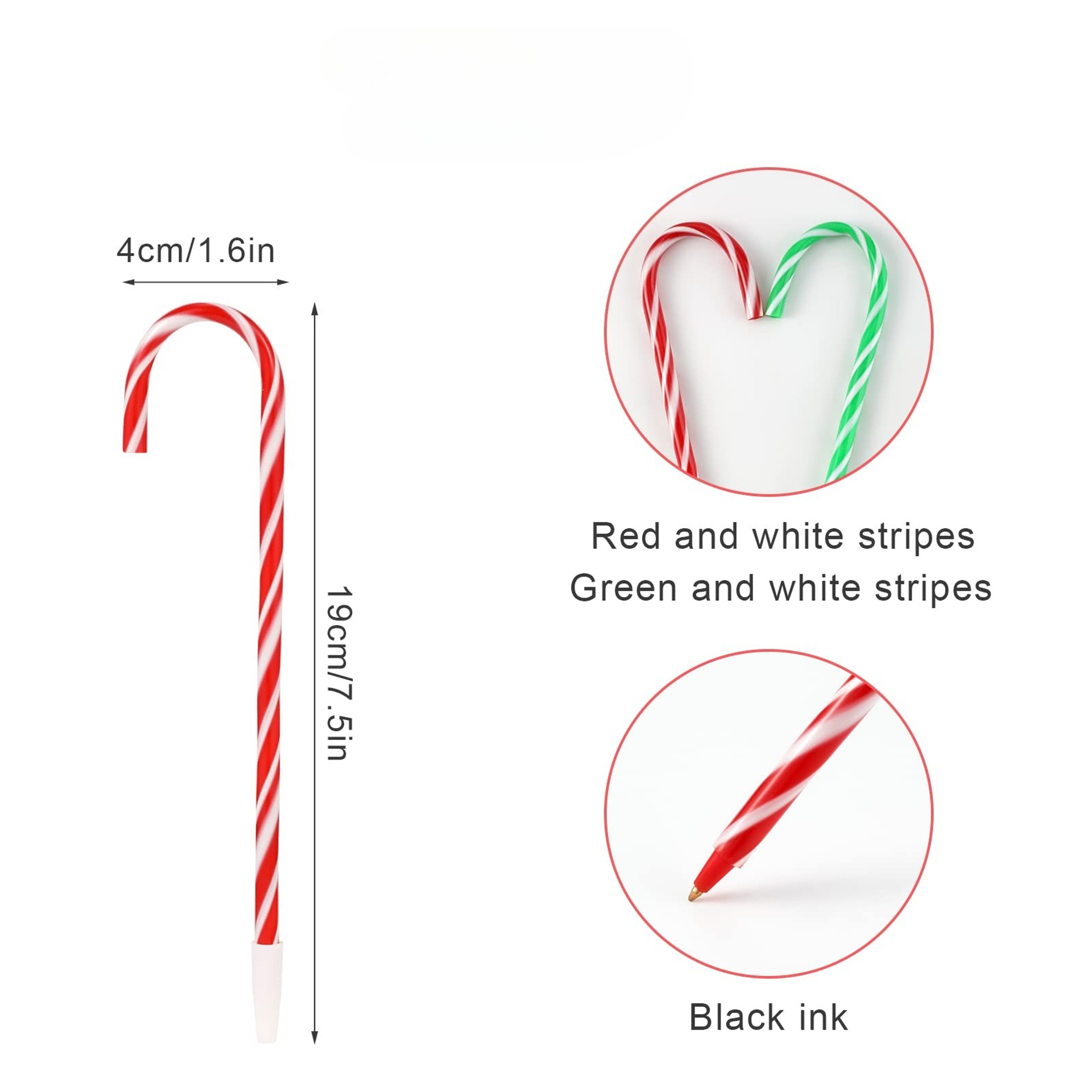 Festive Candy Cane Ballpoint Pens Set Christmas Writing Gift Set – view 2