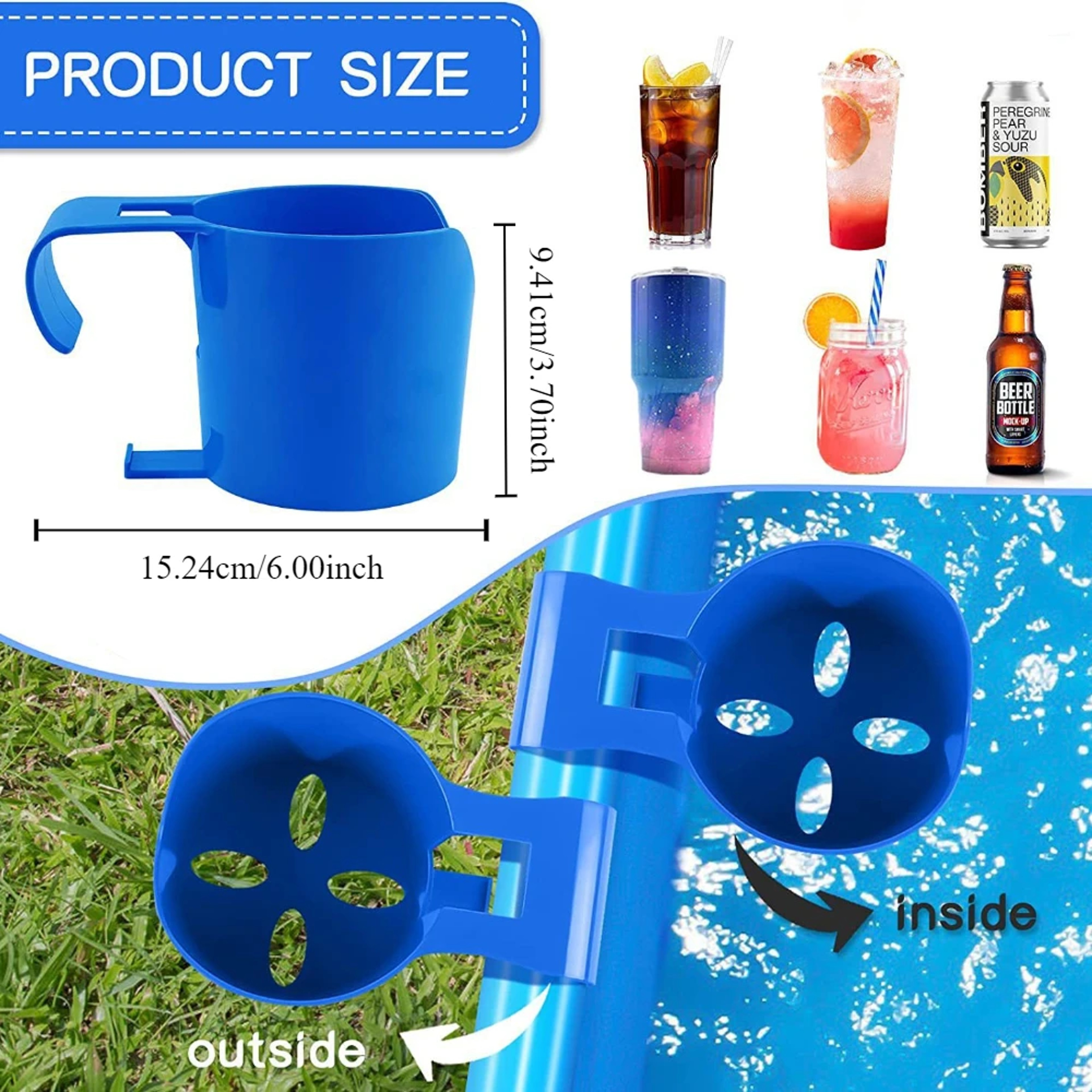 Floating Pool Cup Holder Tray with Soap Hook Multi Slot pool cup holder Organizer – view 2