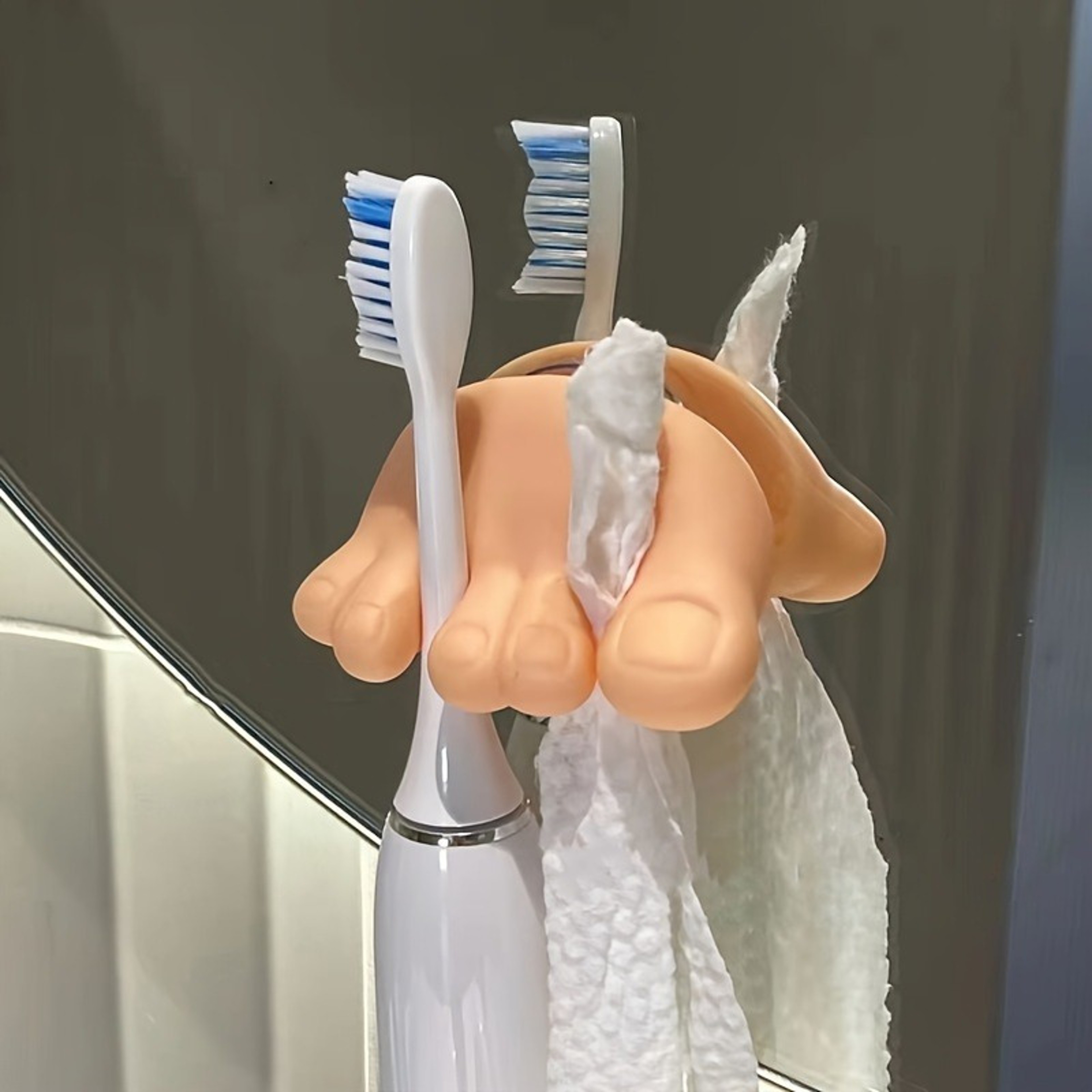 Cute Suction Cup Toothbrush Holder Wall Mounted Bathroom Organizer – view 4