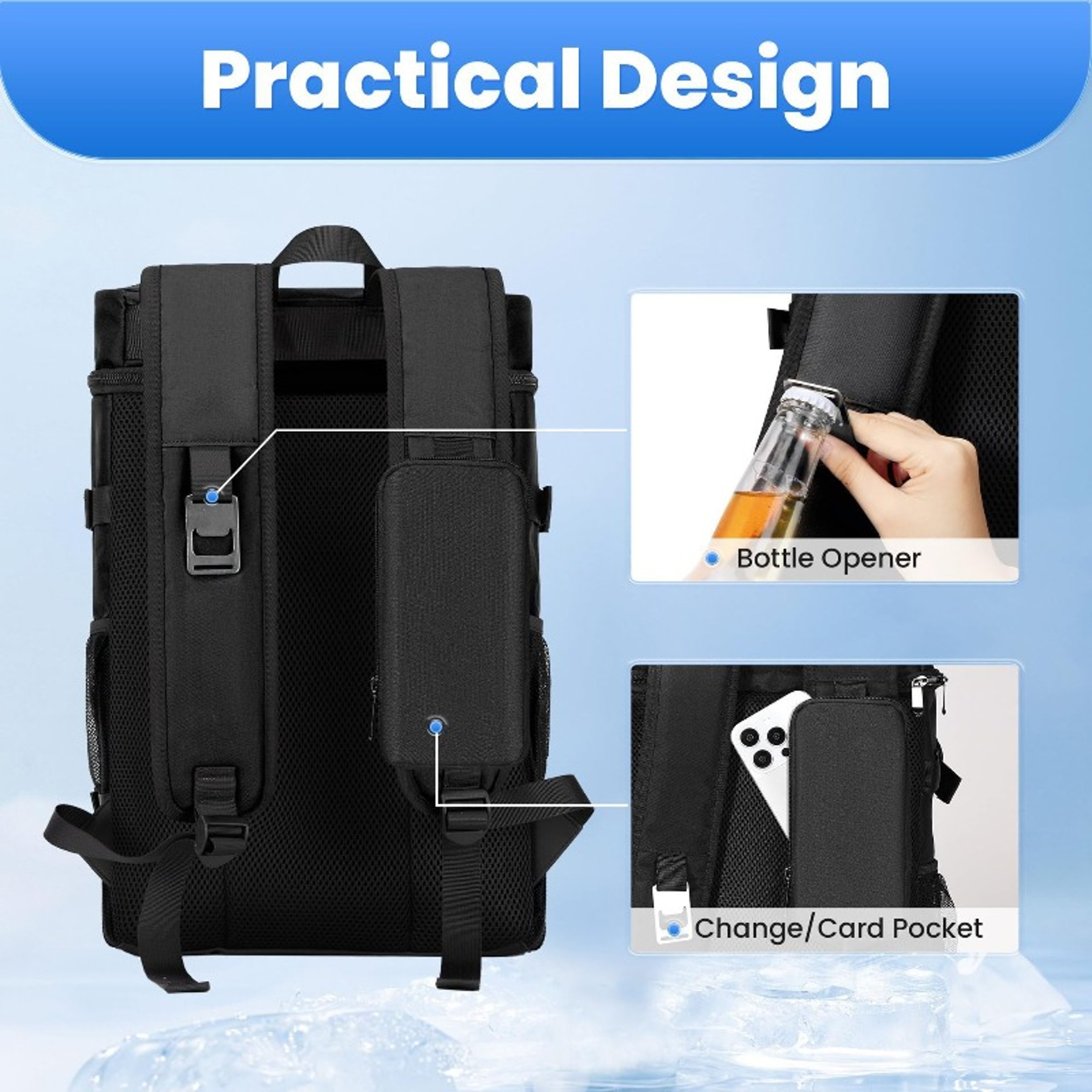 Insulated Cooler Backpack Large Capacity Thermal Picnic Bag For Camping Travel 2