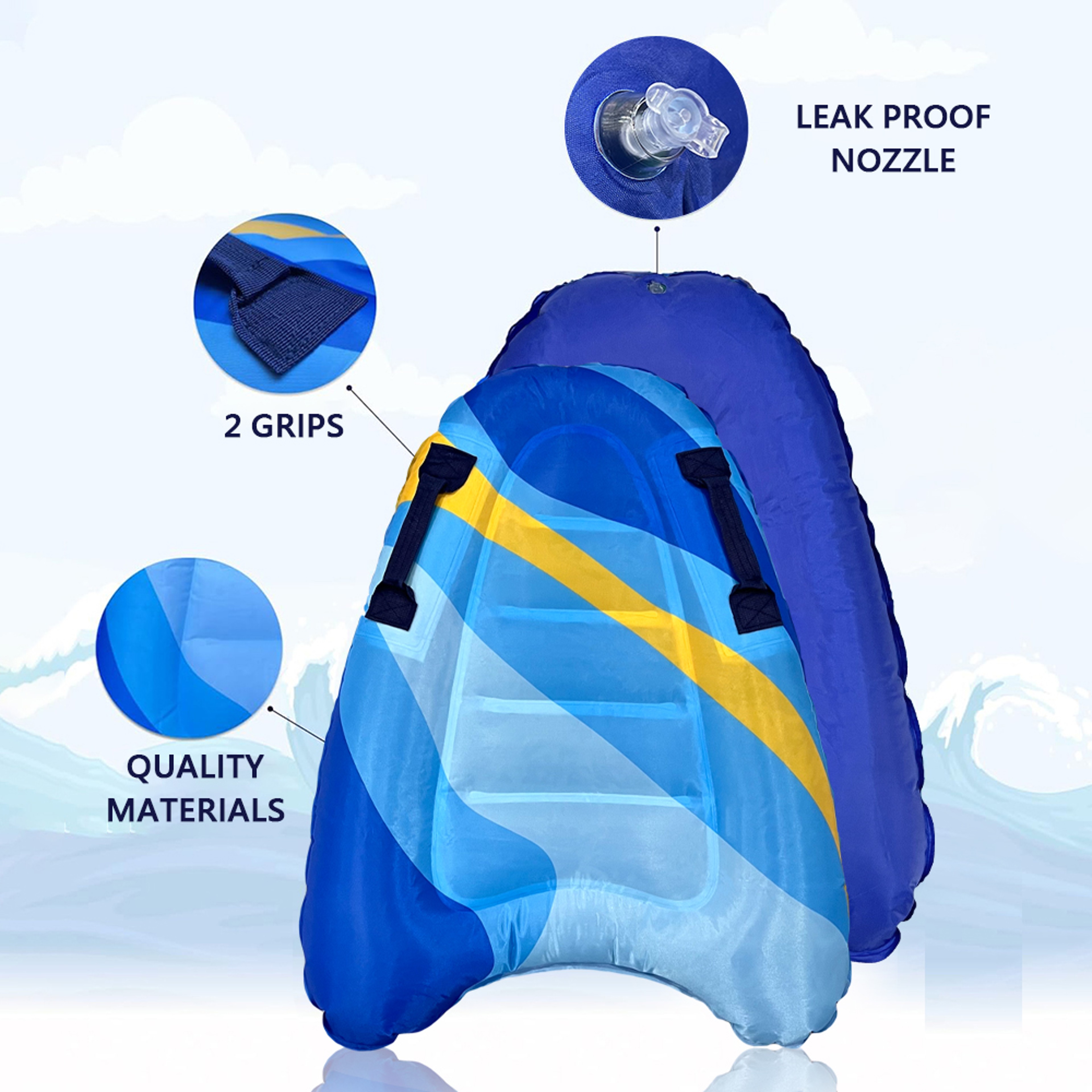 Inflatable Surfboard Pool Float Thick PVC Beach Water Board For Adults  Kids 2