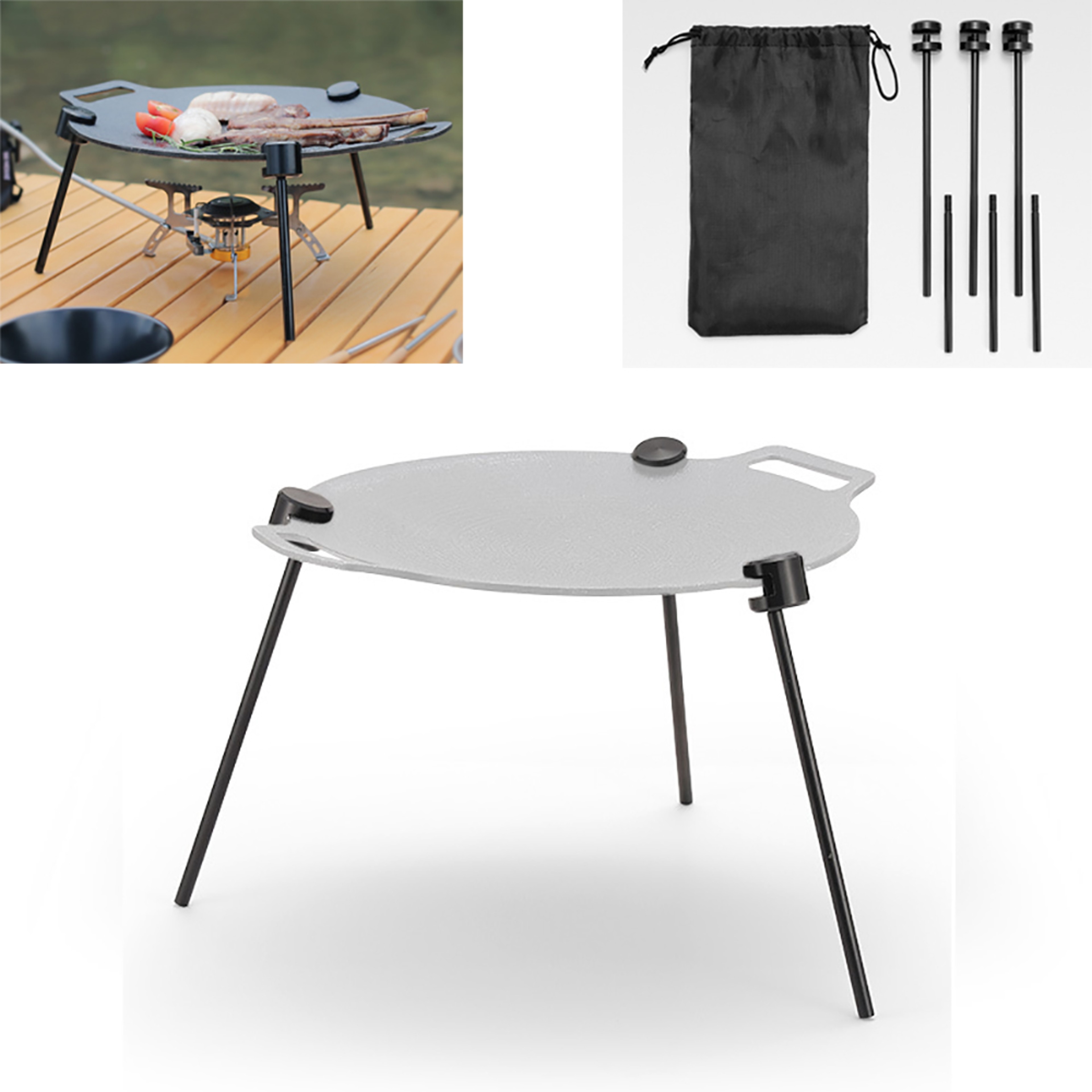 Portable Campfire Tripod Grill Stand with Adjustable Chain Pot Hanger – view 1