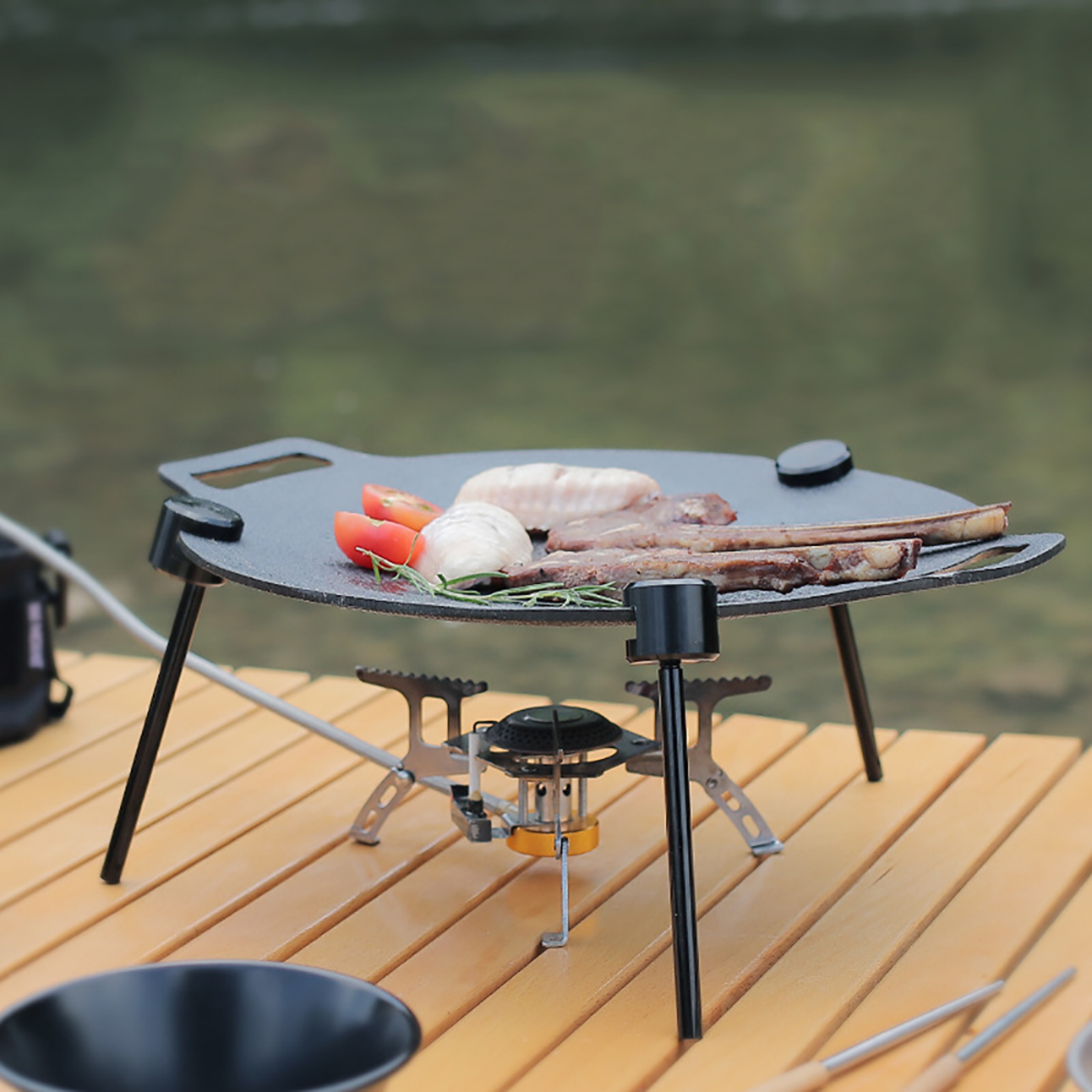 Portable Campfire Tripod Grill Stand with Adjustable Chain Pot Hanger – view 2