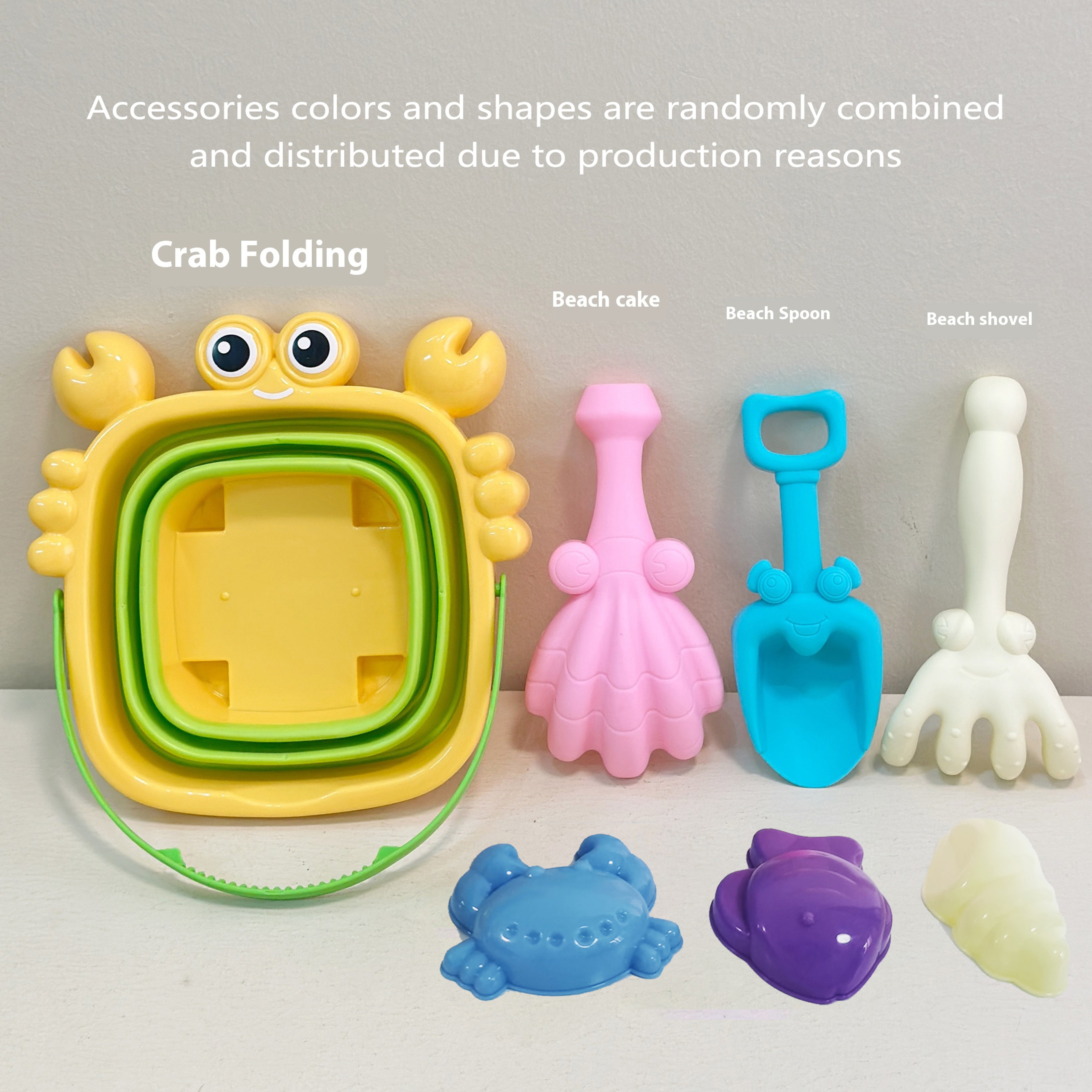 Foldable Beach Bucket Set With Sand Molds  Travel Friendly Kids Sand Toys 6
