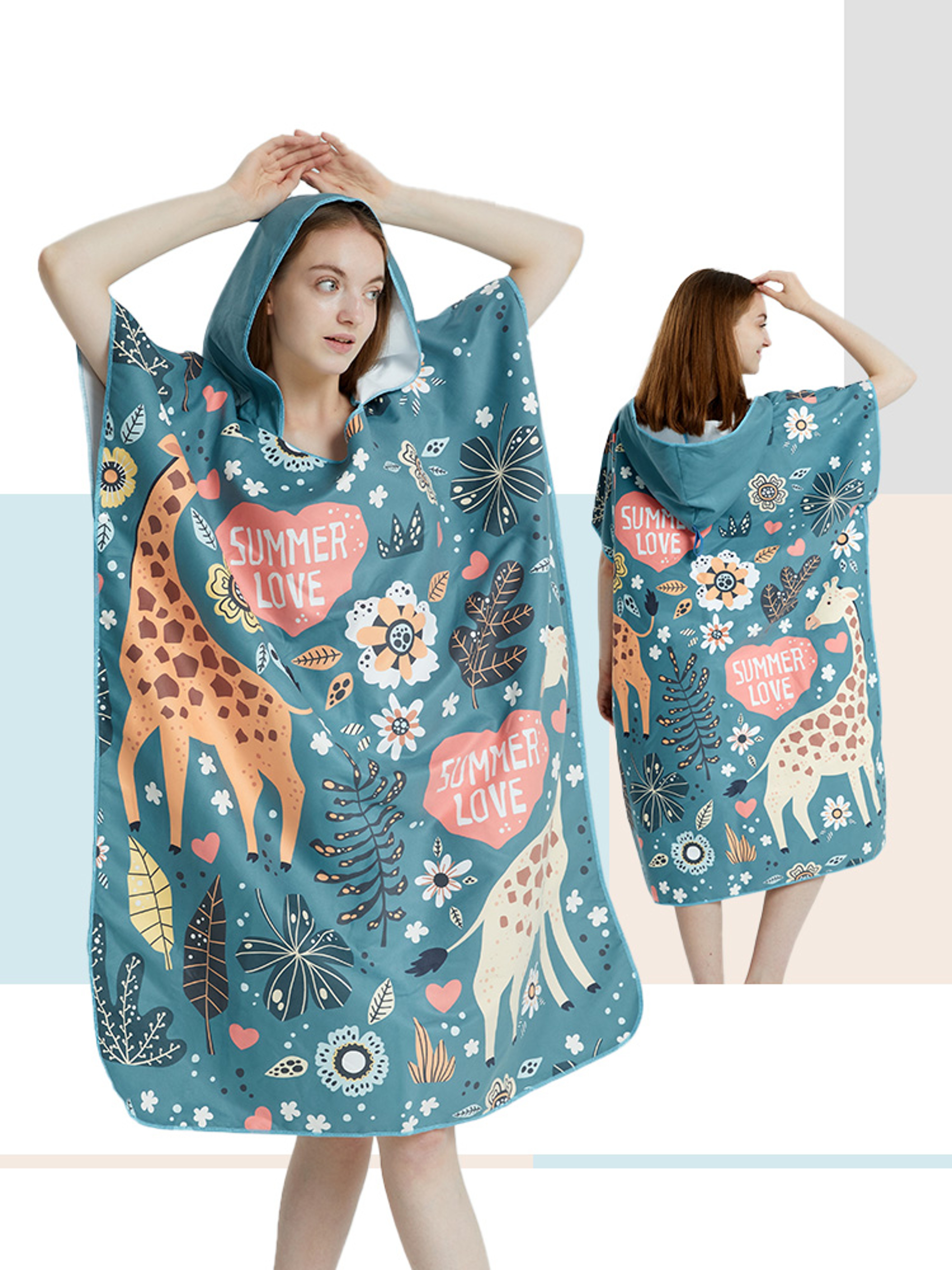 Quick Dry Surf Poncho Towel Hoodie Microfiber Changing Robe for Adults – view 1