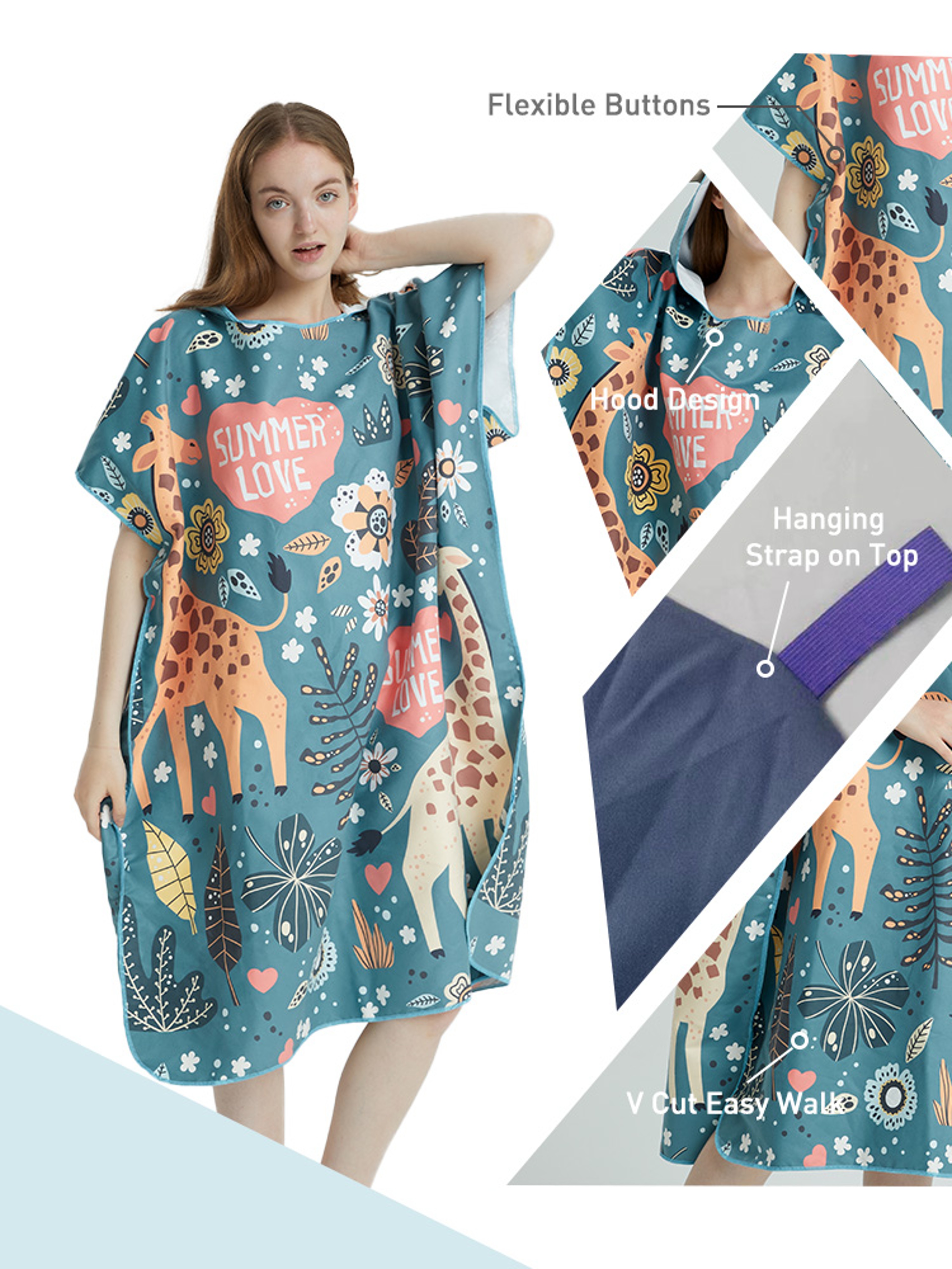 Quick Dry Surf Poncho Towel Hoodie Microfiber Changing Robe for Adults – view 3