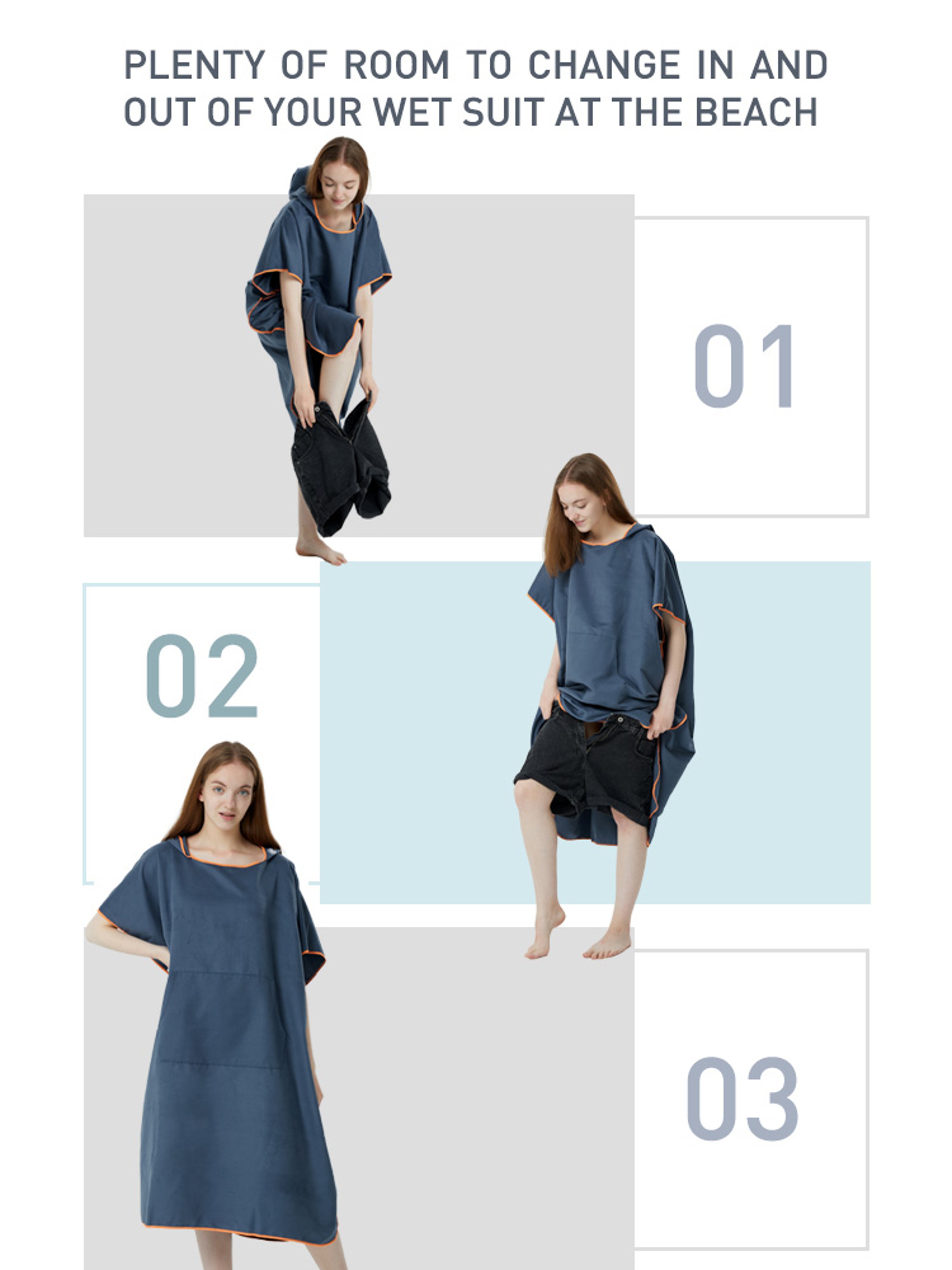 Quick Dry Surf Poncho Towel Hoodie Microfiber Changing Robe for Adults – view 6
