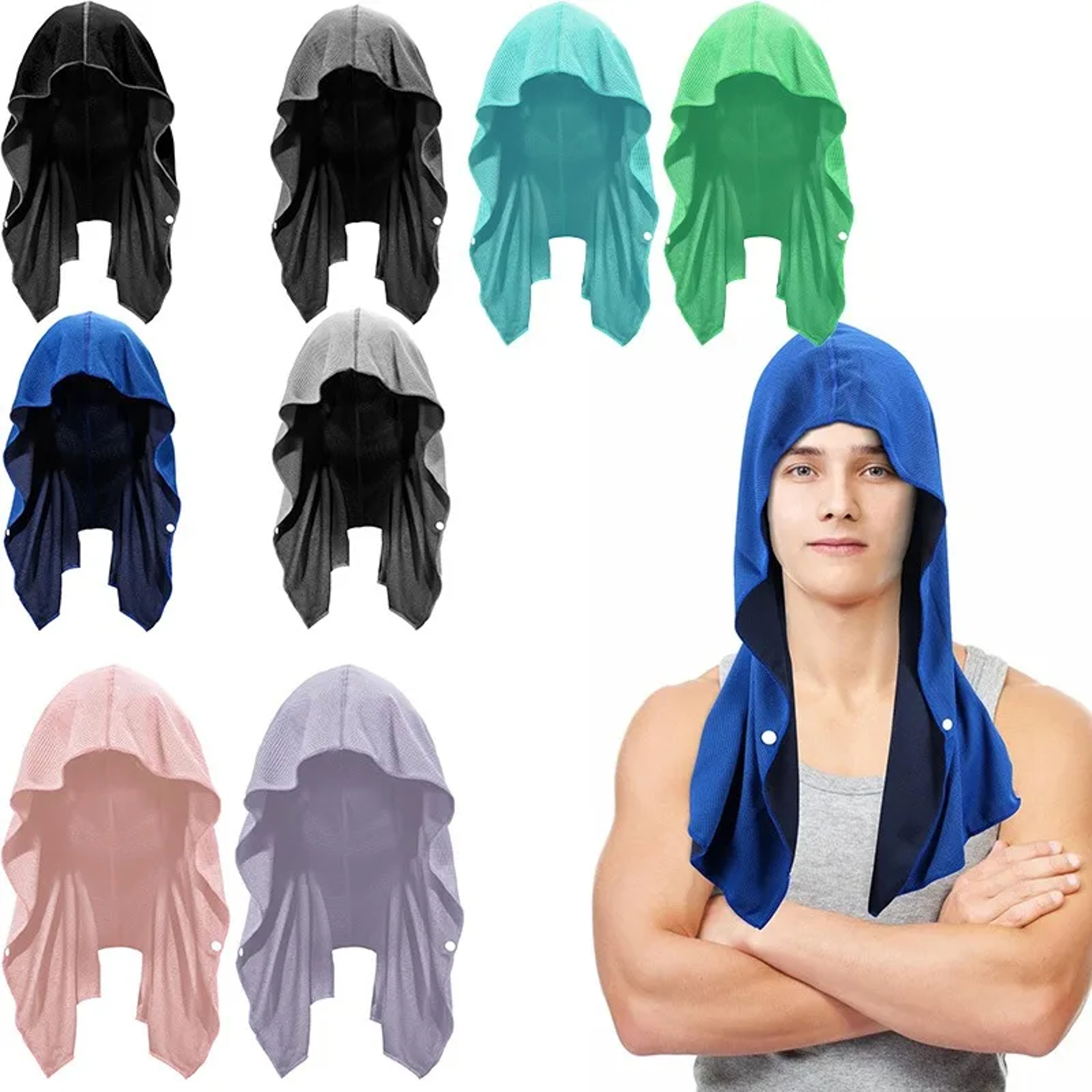 Cooling Hoodie Towel Quick Dry Sports Towel with UV Protection for Outdoor Fitness & Travel – view 1