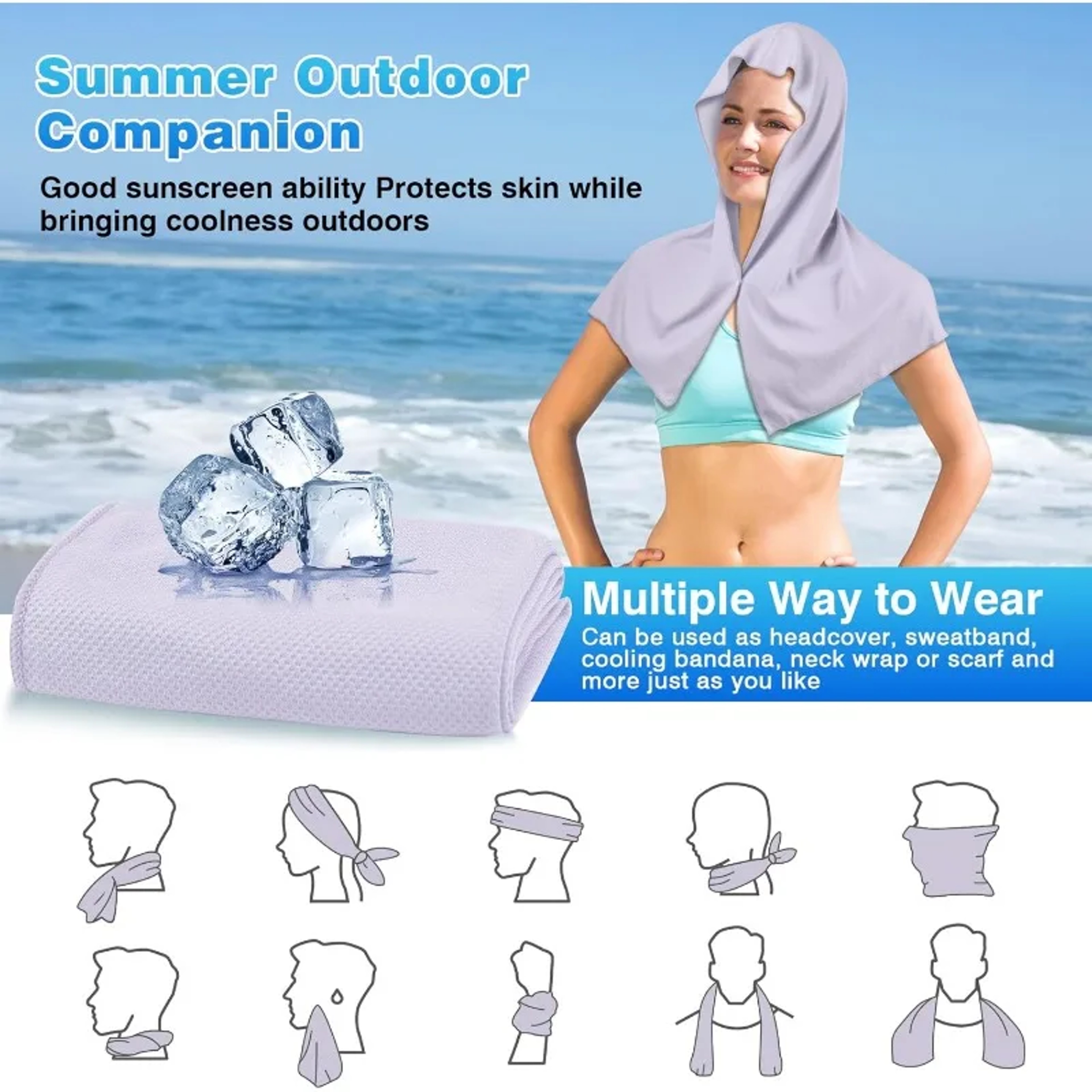 Cooling Hoodie Towel Quick Dry Sports Towel with UV Protection for Outdoor Fitness & Travel – view 4