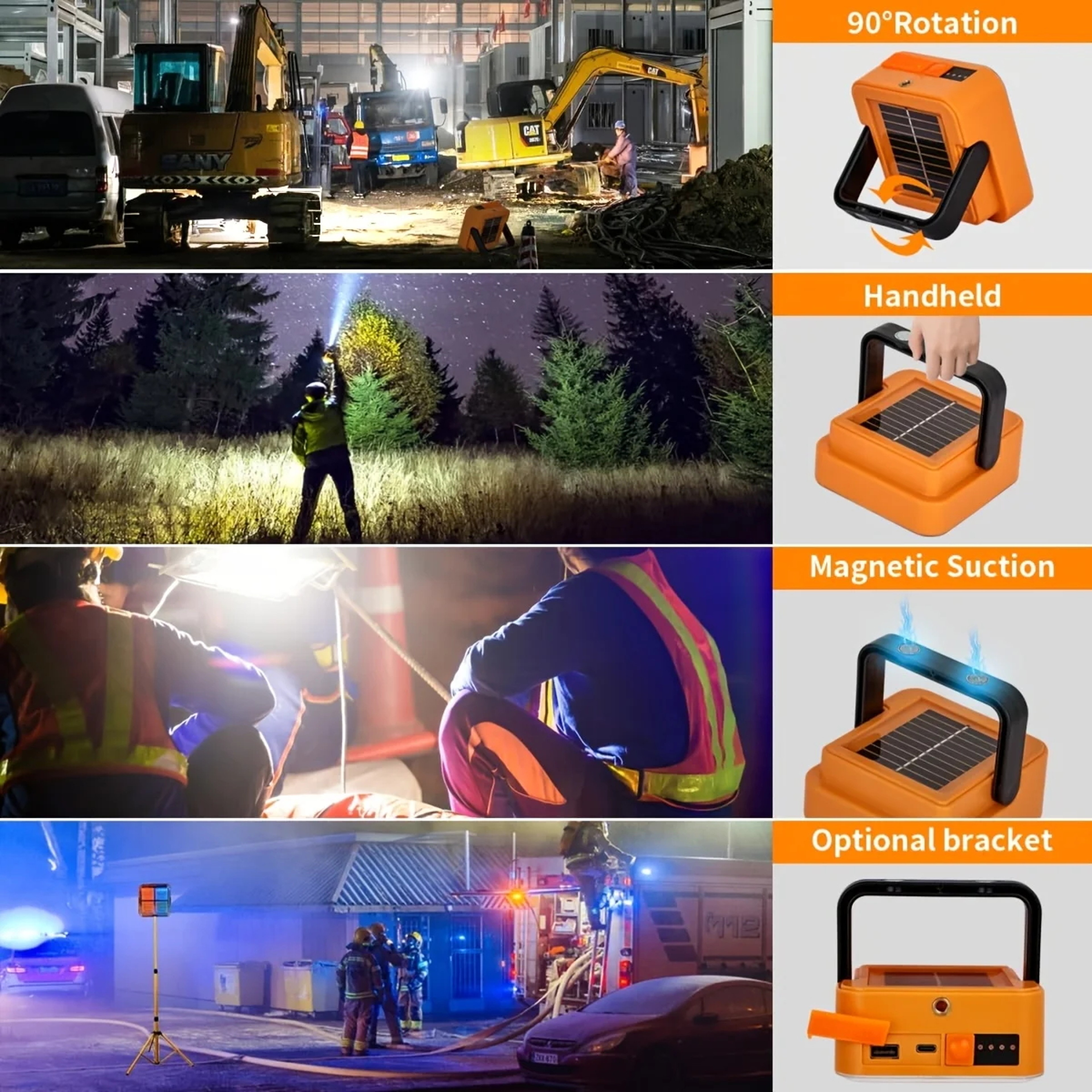 Solar Rechargeable LED Camping Light with Magnetic Base Portable Emergency Work Light – view 6