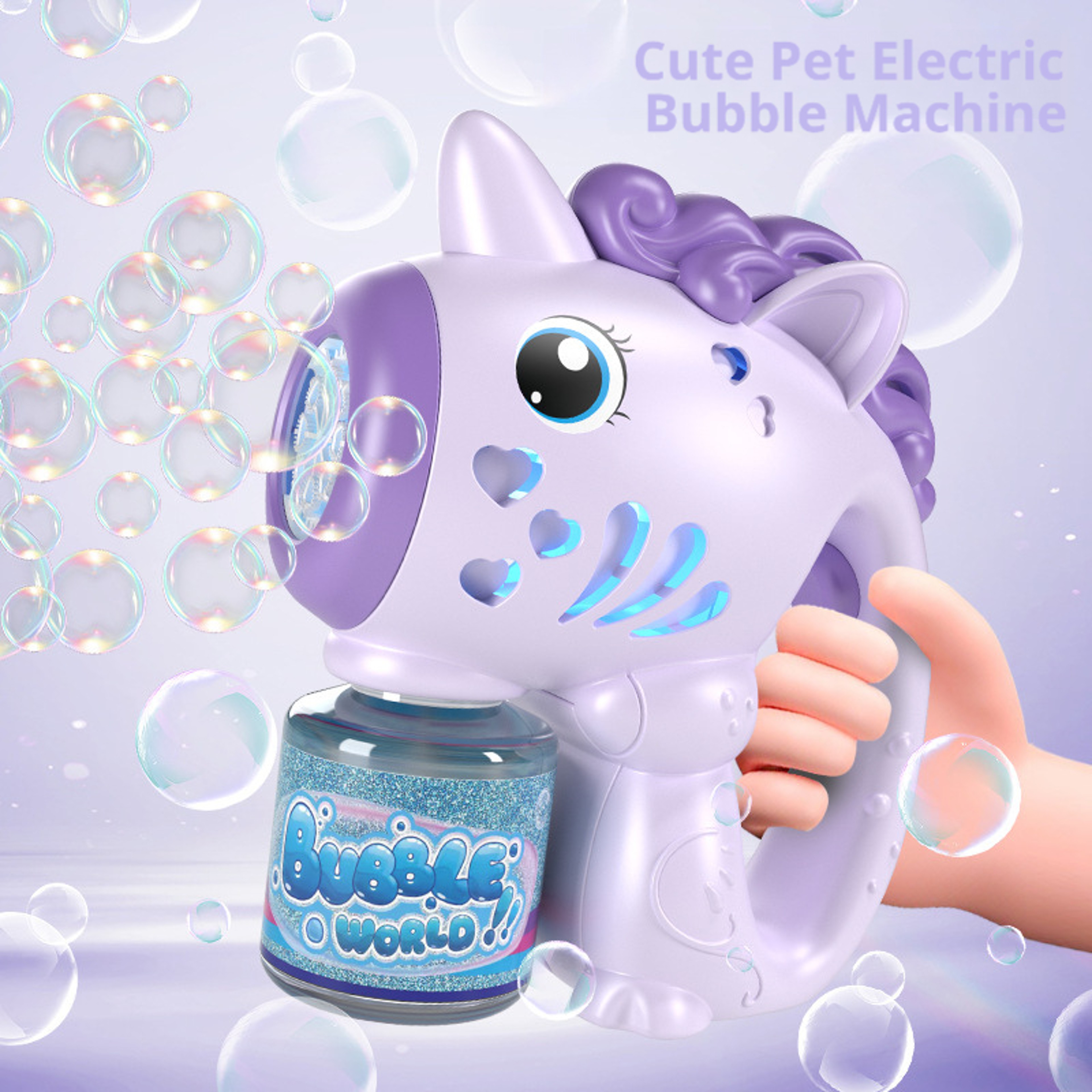 Unicorn Electric Bubble Gun Toy with Lights Automatic Bubble Machine for Kids Parties – view 2