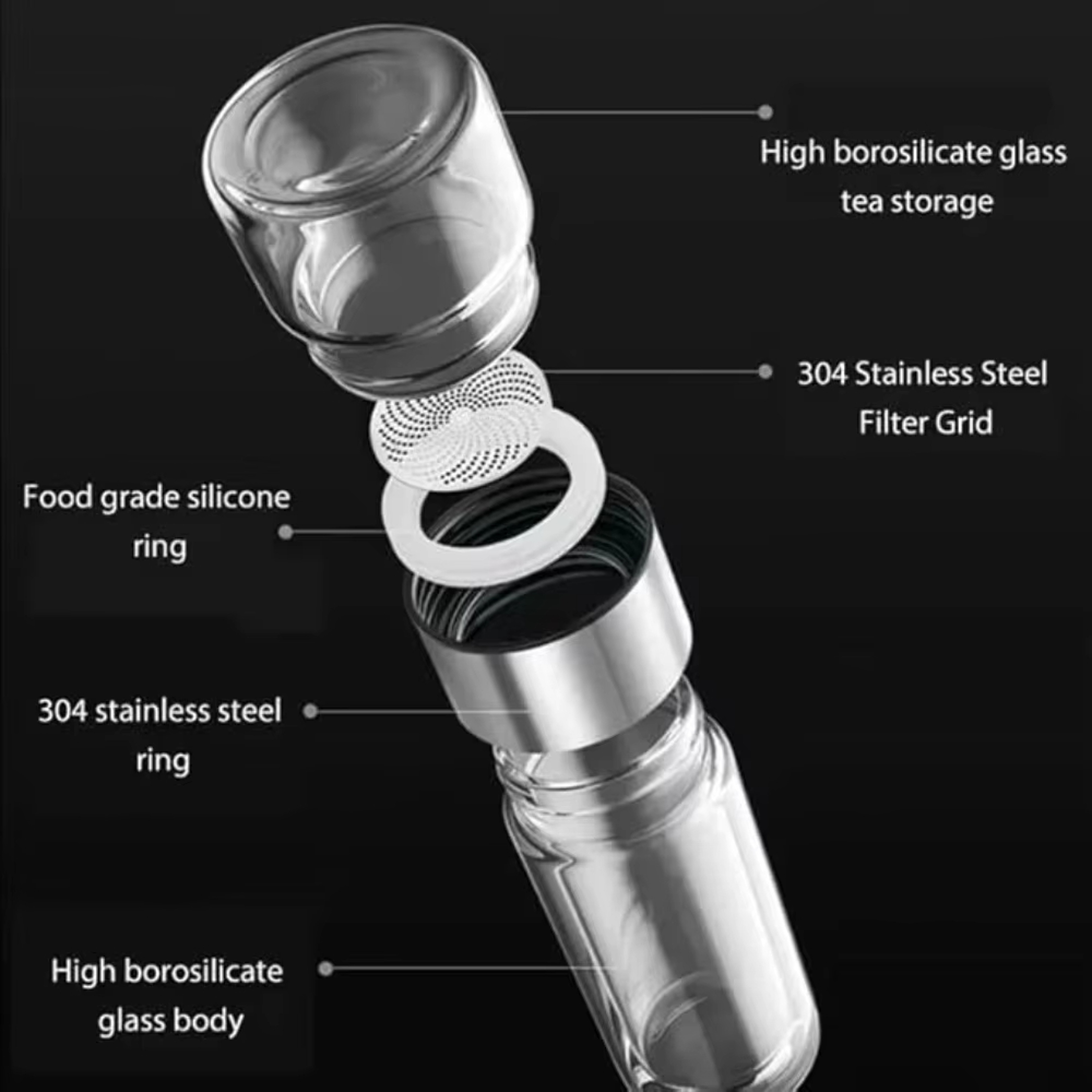 Double Wall Glass Tea Infuser Cup Portable Loose Leaf Tea Mug 2